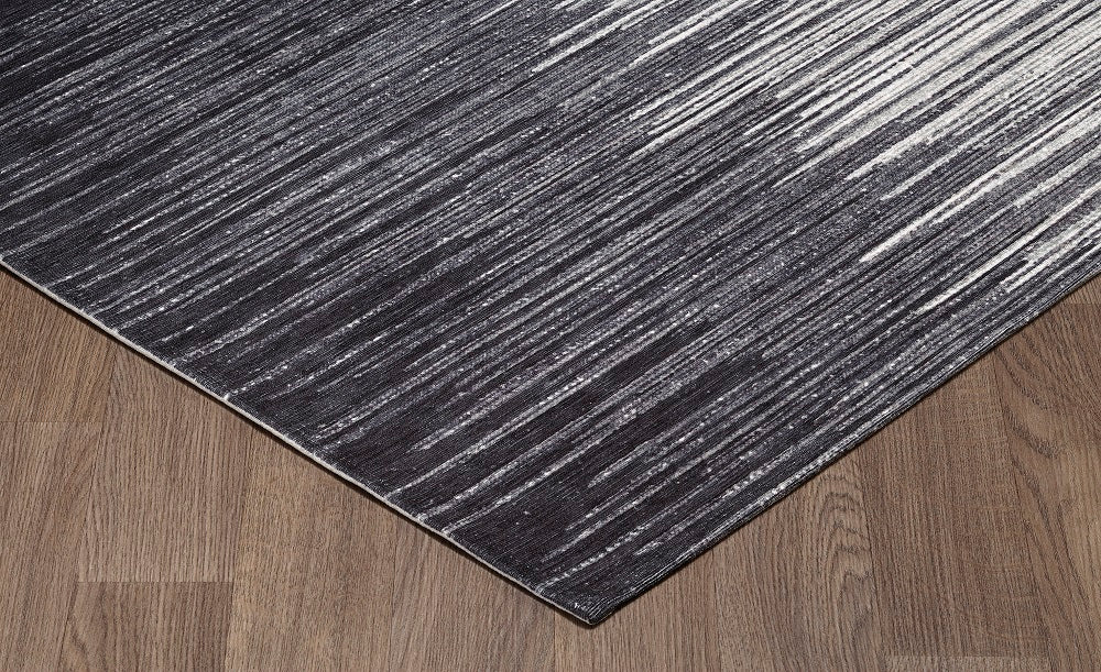 Sparx Midnight Black White Distressed Modern Rug by Viana