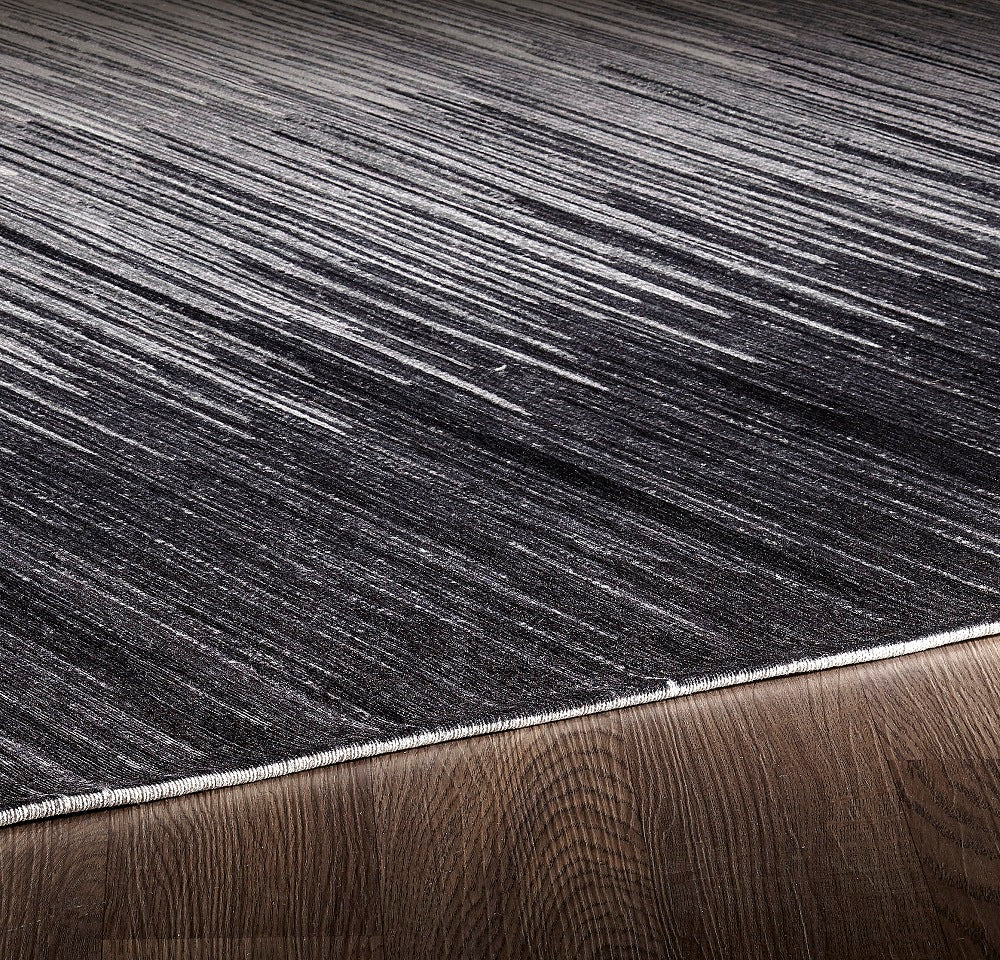 Sparx Midnight Black White Distressed Modern Rug by Viana