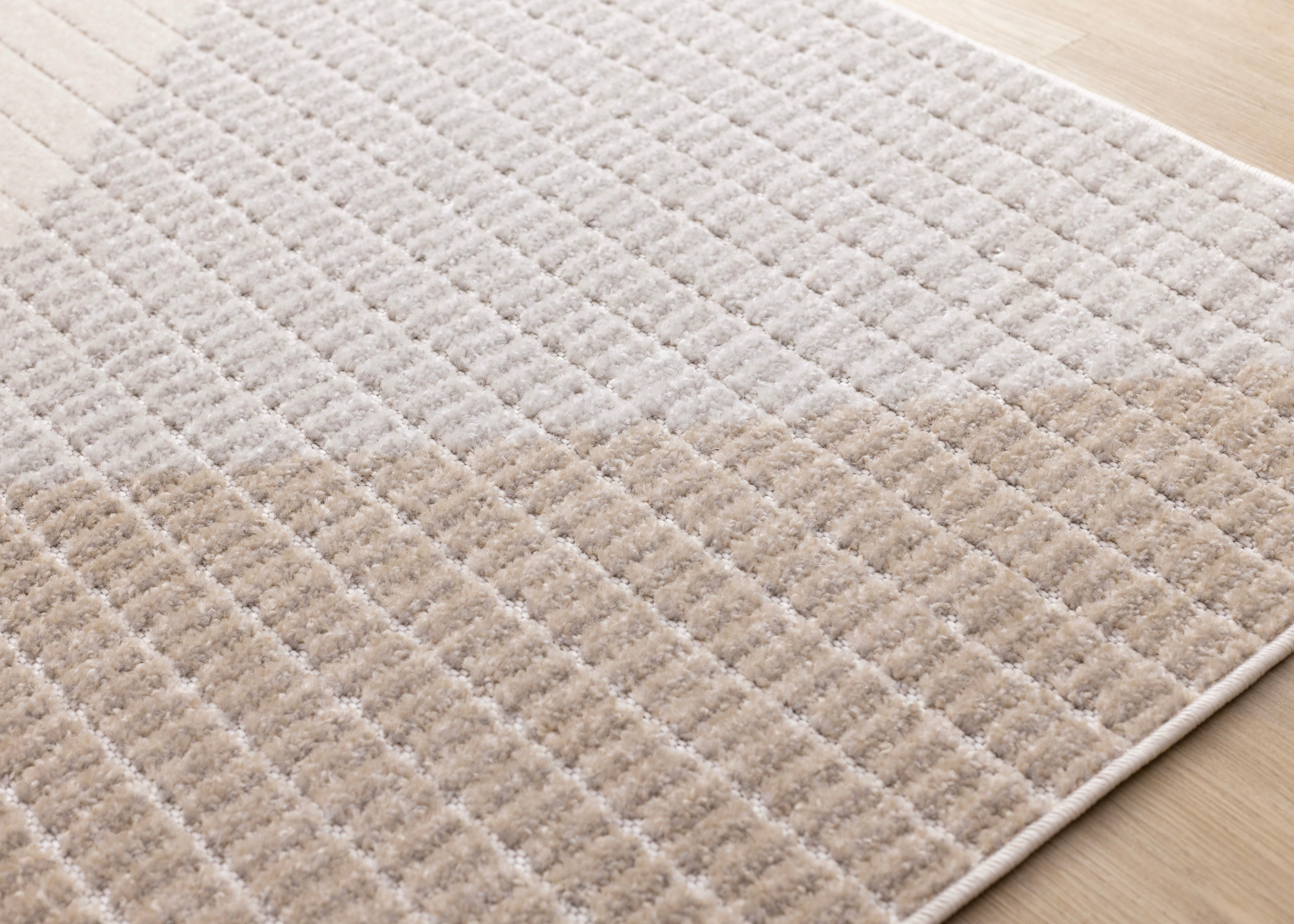 Alta Taupe Grey White Beige Striped Triangle Design Rug