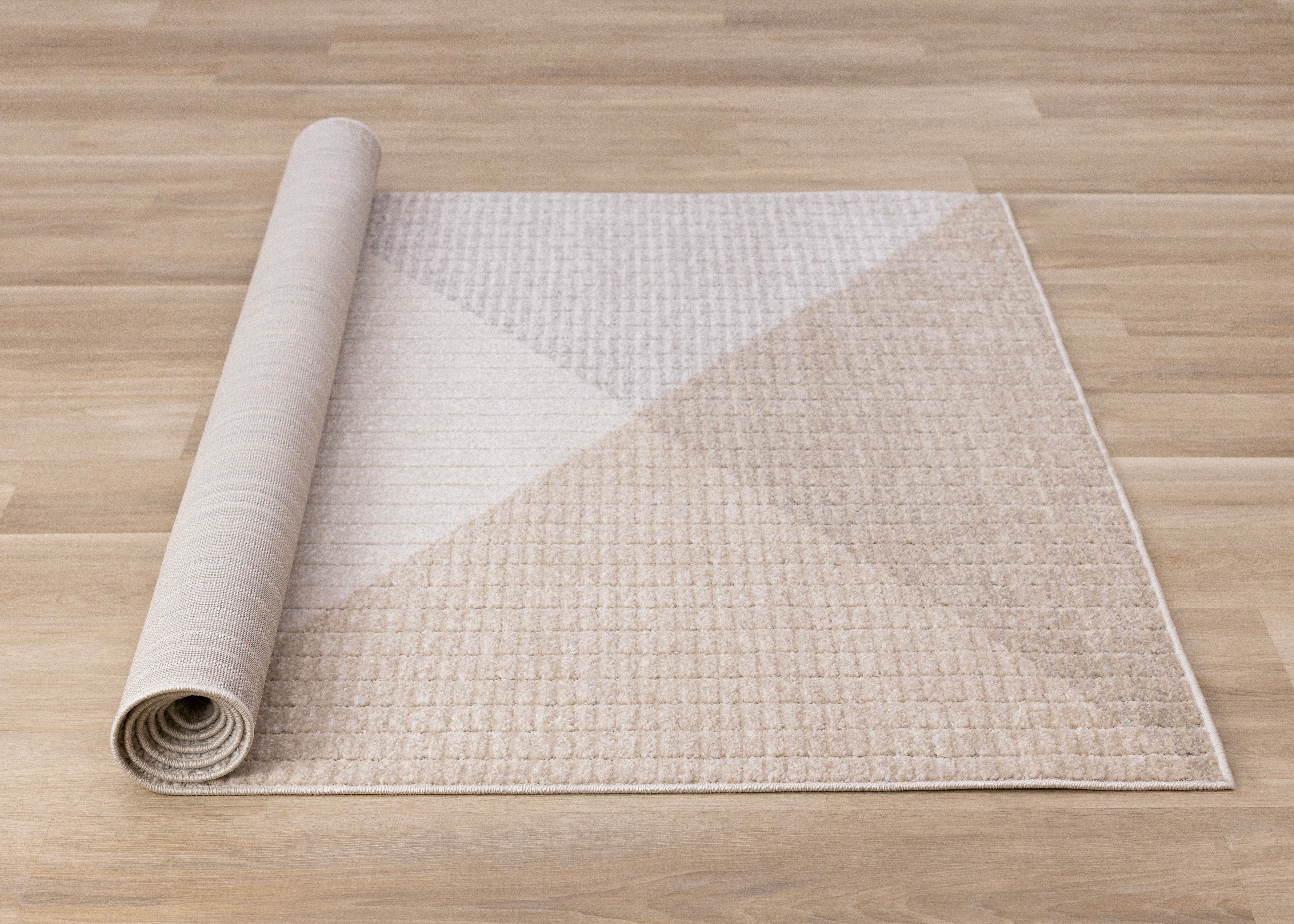 Alta Taupe Grey White Beige Striped Triangle Design Rug