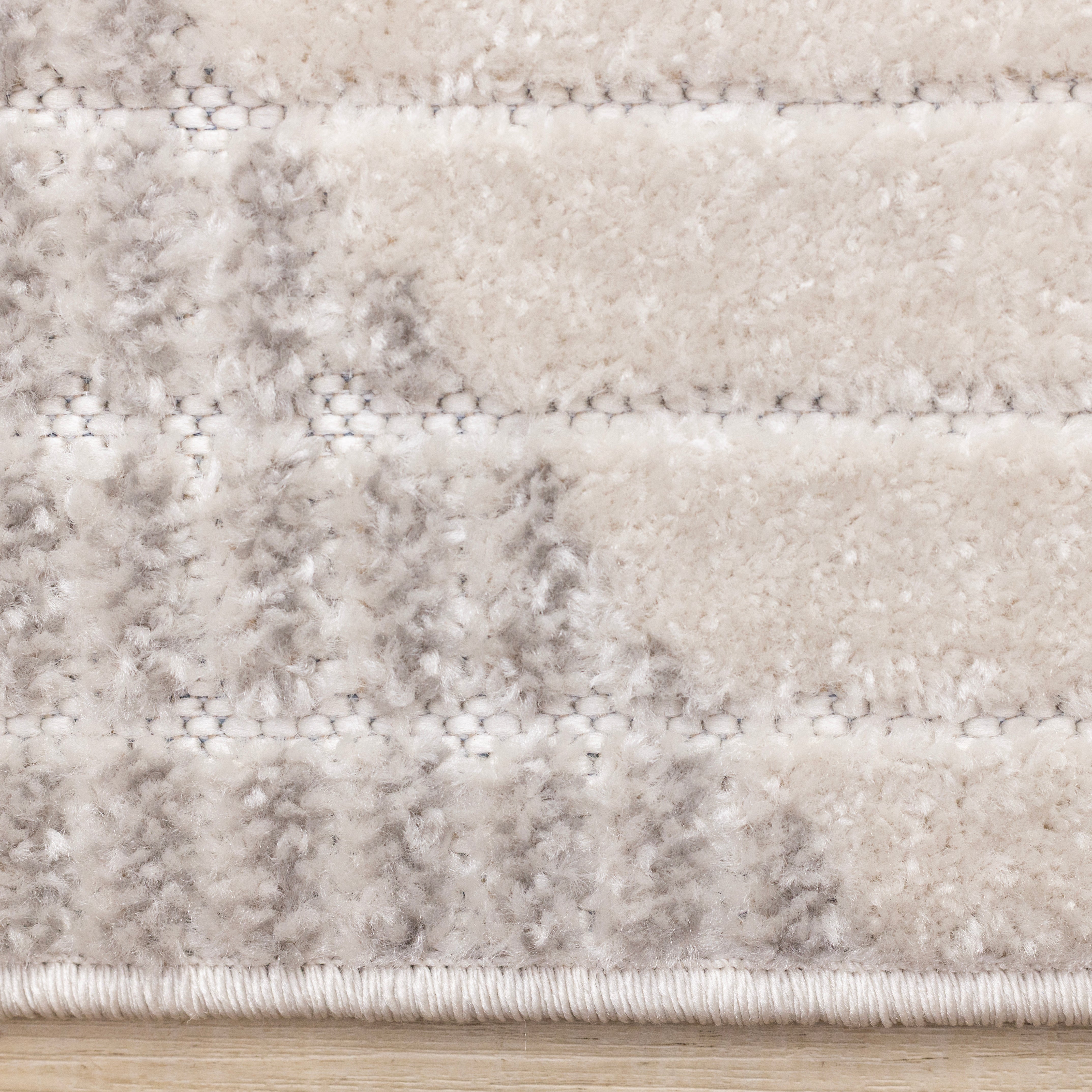Alta Taupe Grey White Beige Striped Triangle Design Rug