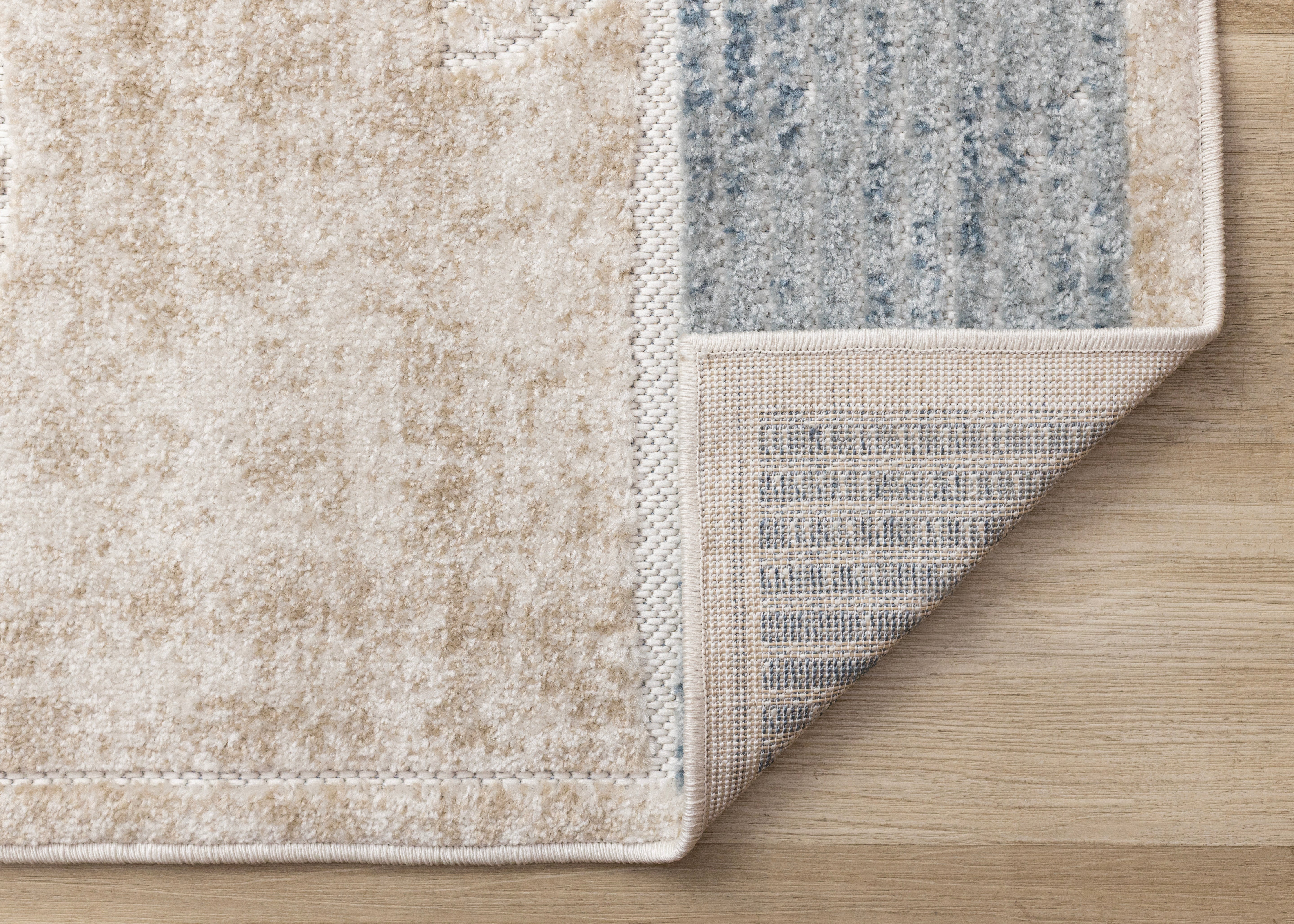 Alta Blue Beige Grey Striped Sandbanks Design Rug