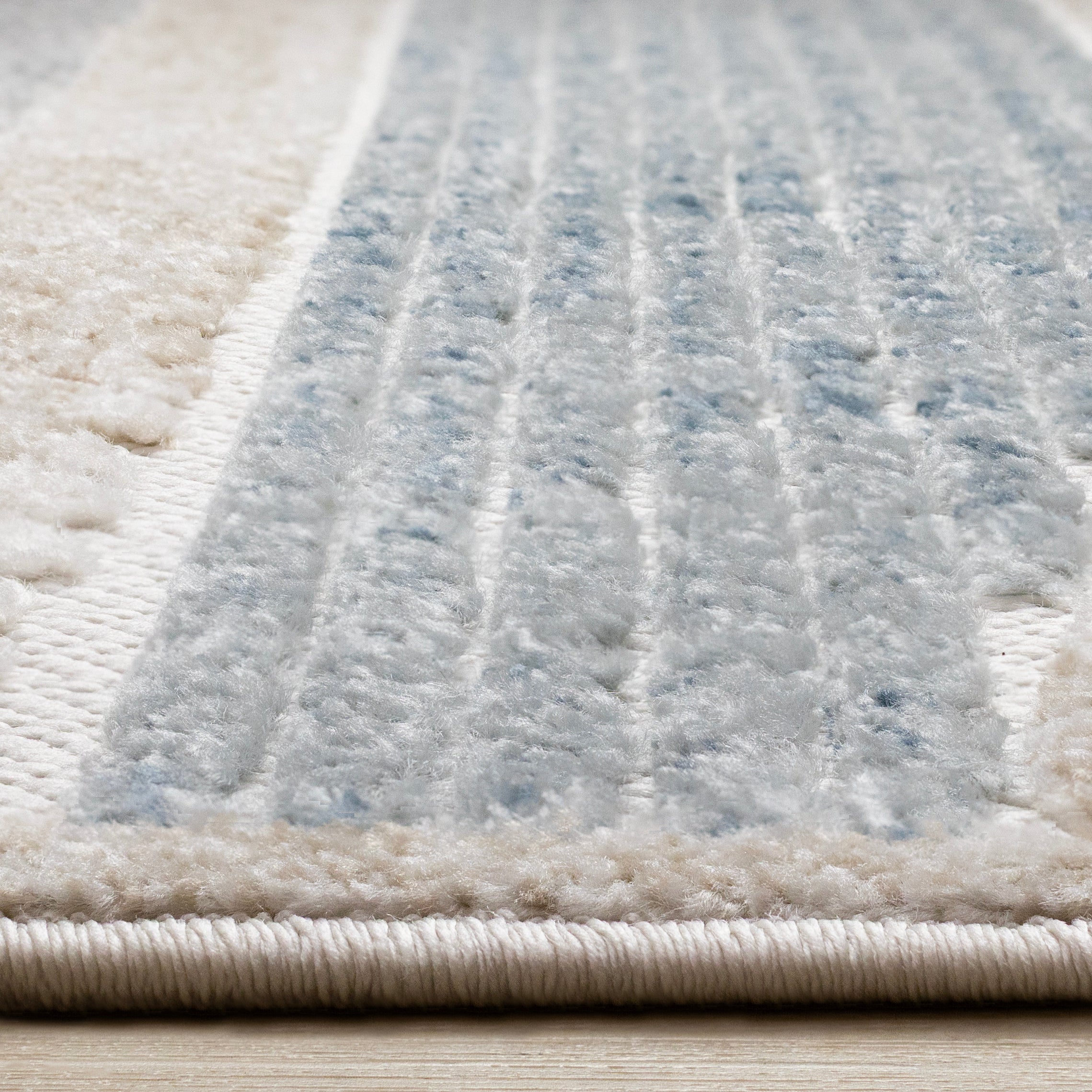 Alta Blue Beige Grey Striped Sandbanks Design Rug
