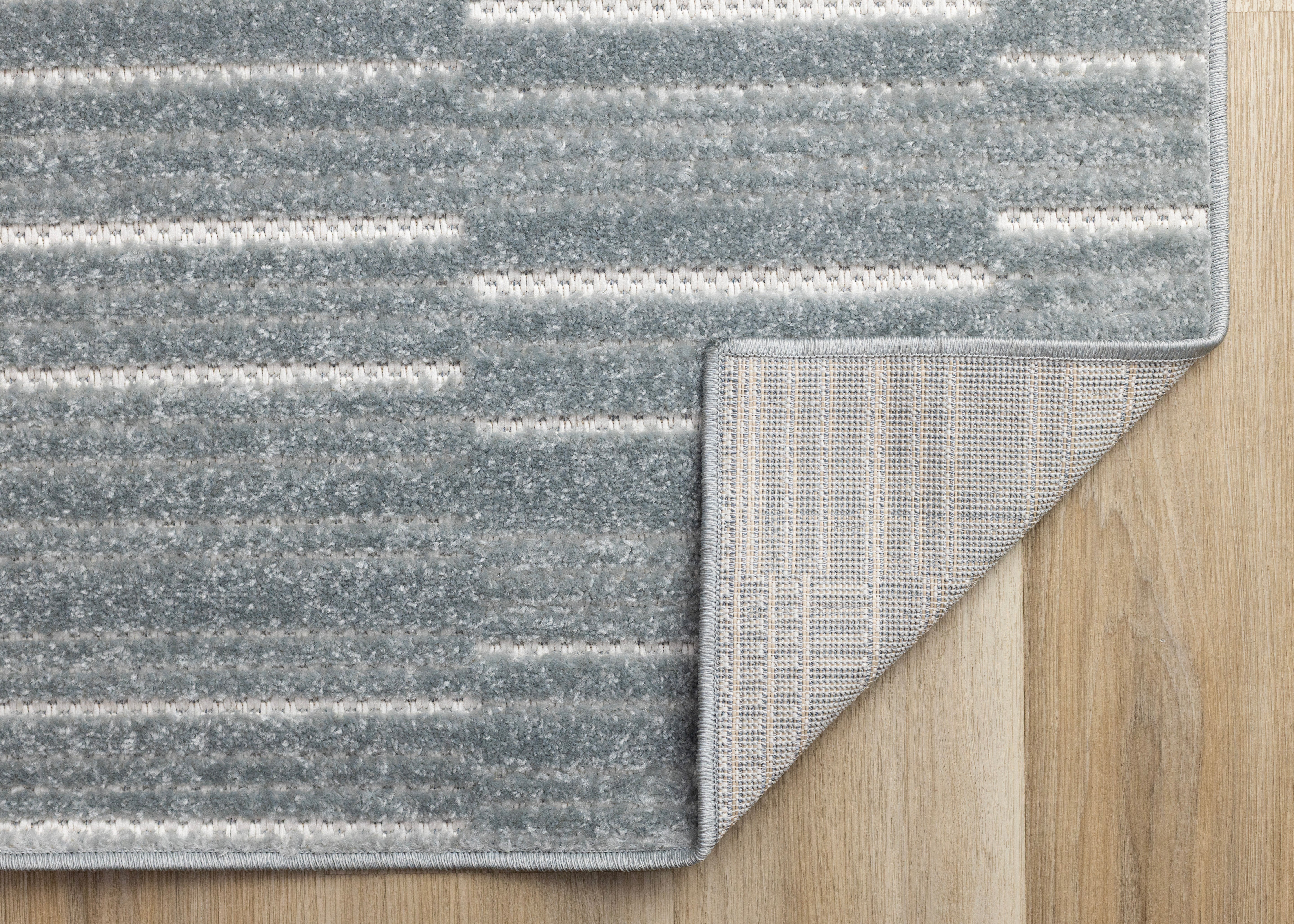 Alta Blue White Rowed Stripes Design Rug