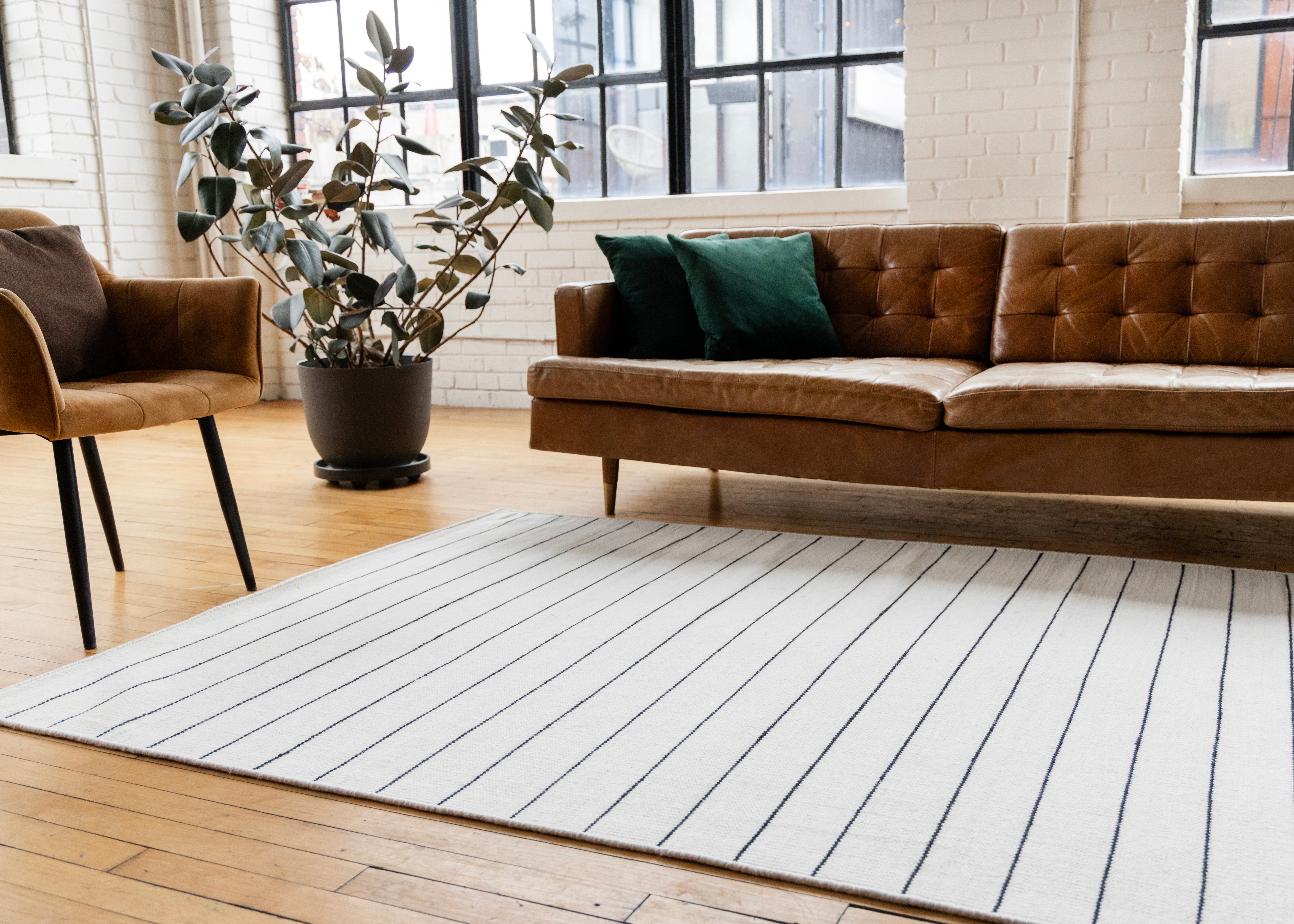 Ascent White Black Striped Rug