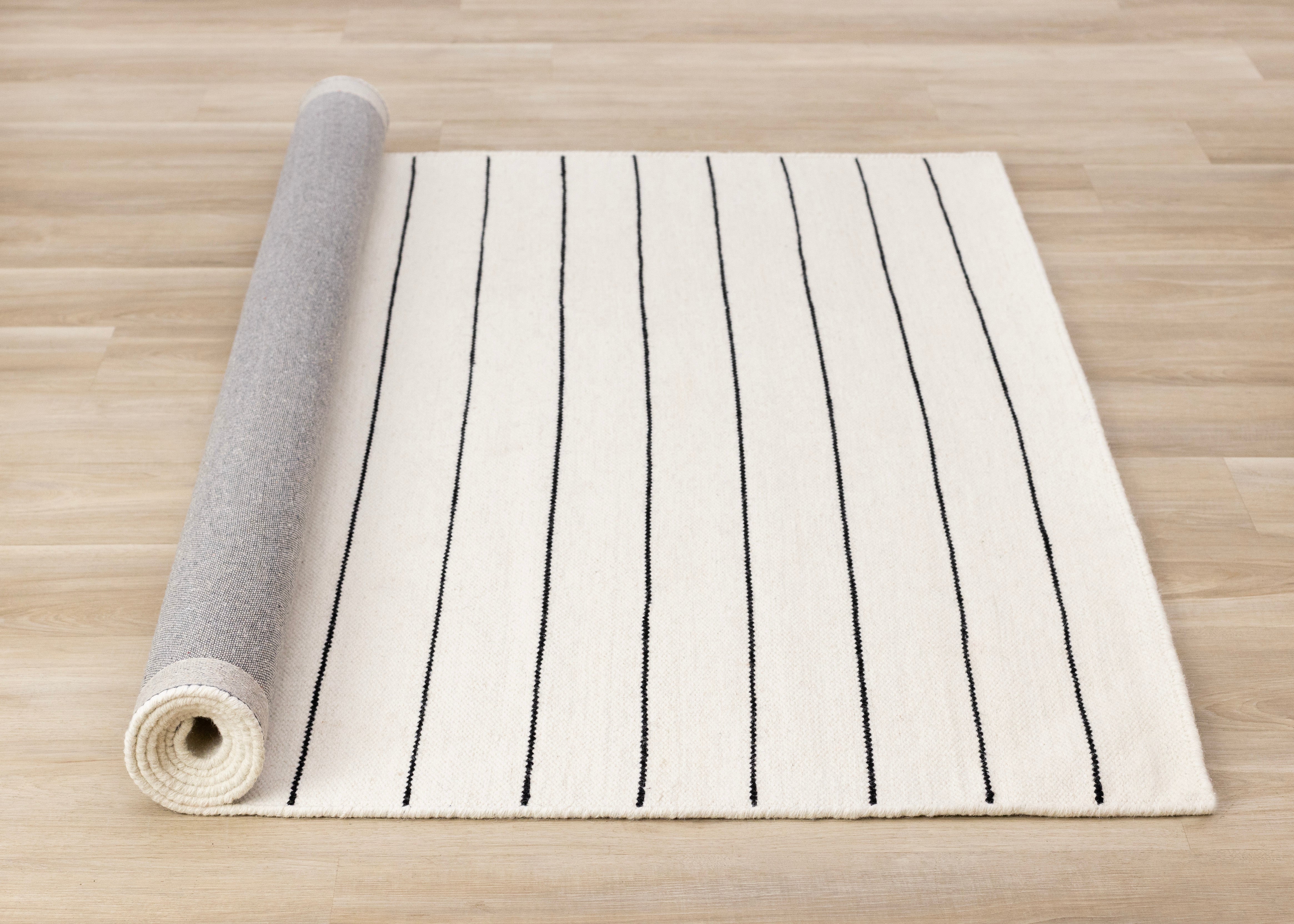 Ascent White Black Striped Rug