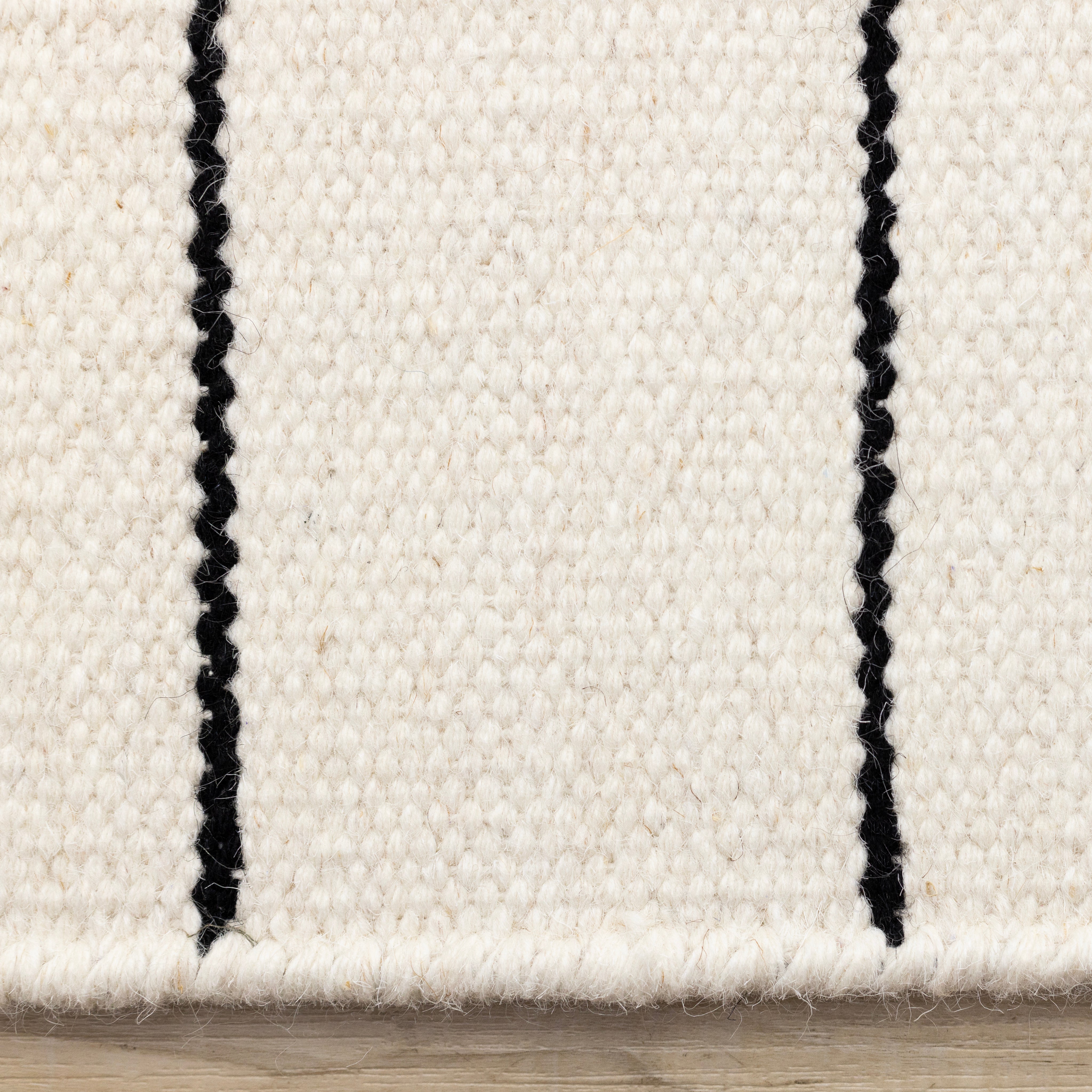 Ascent White Black Striped Rug