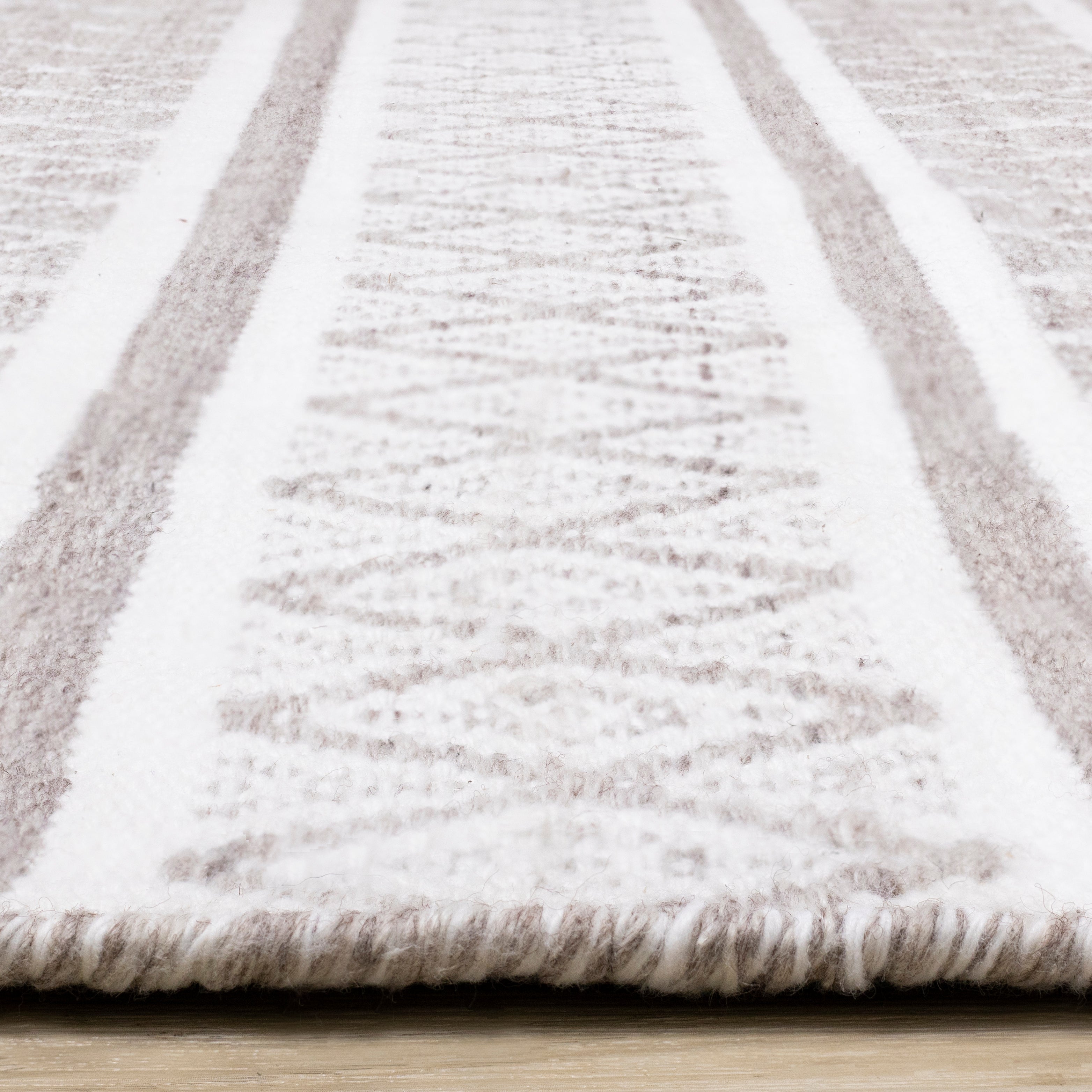 Aspen Grey Cream Striped Diamond Pattern Rug