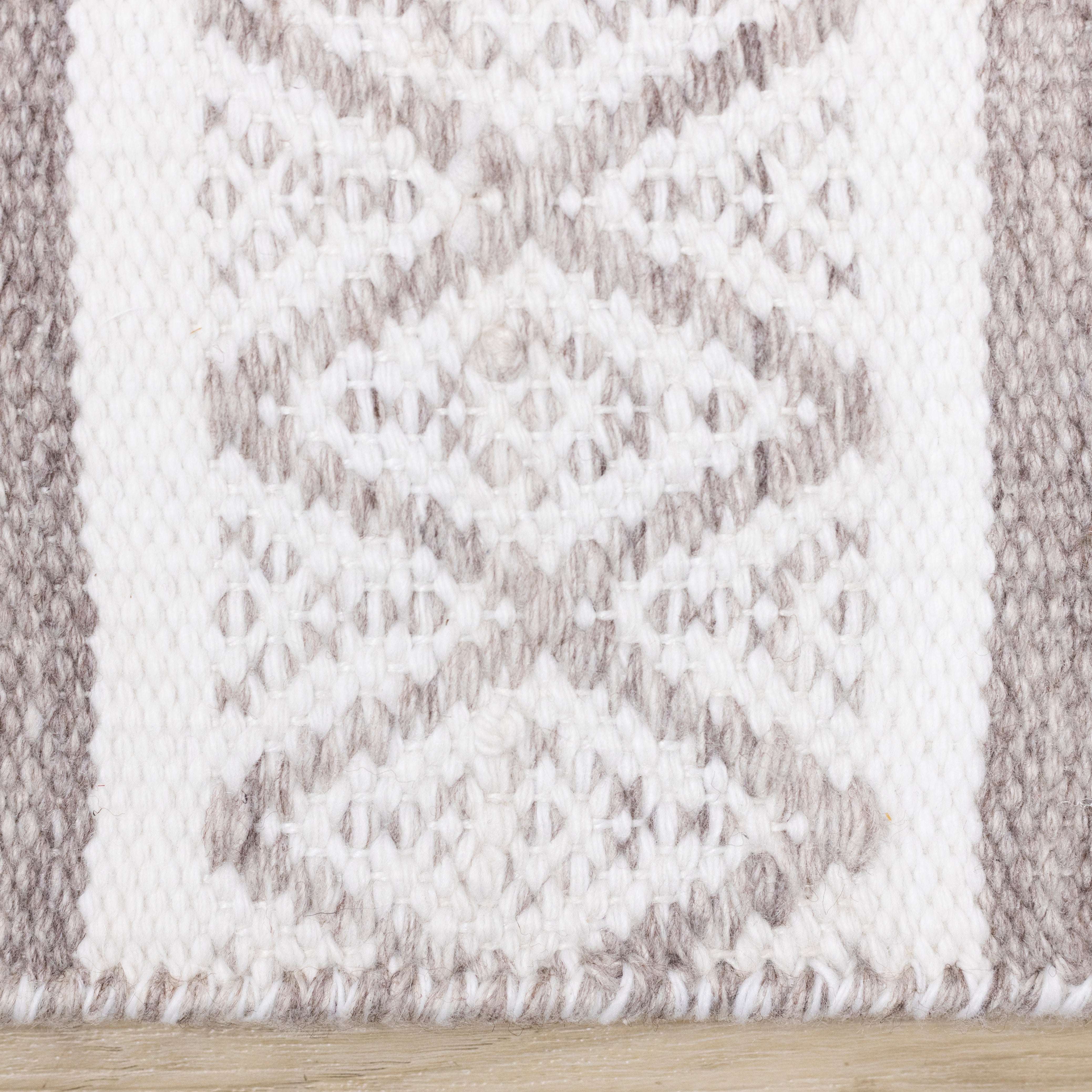 Aspen Grey Cream Striped Diamond Pattern Rug