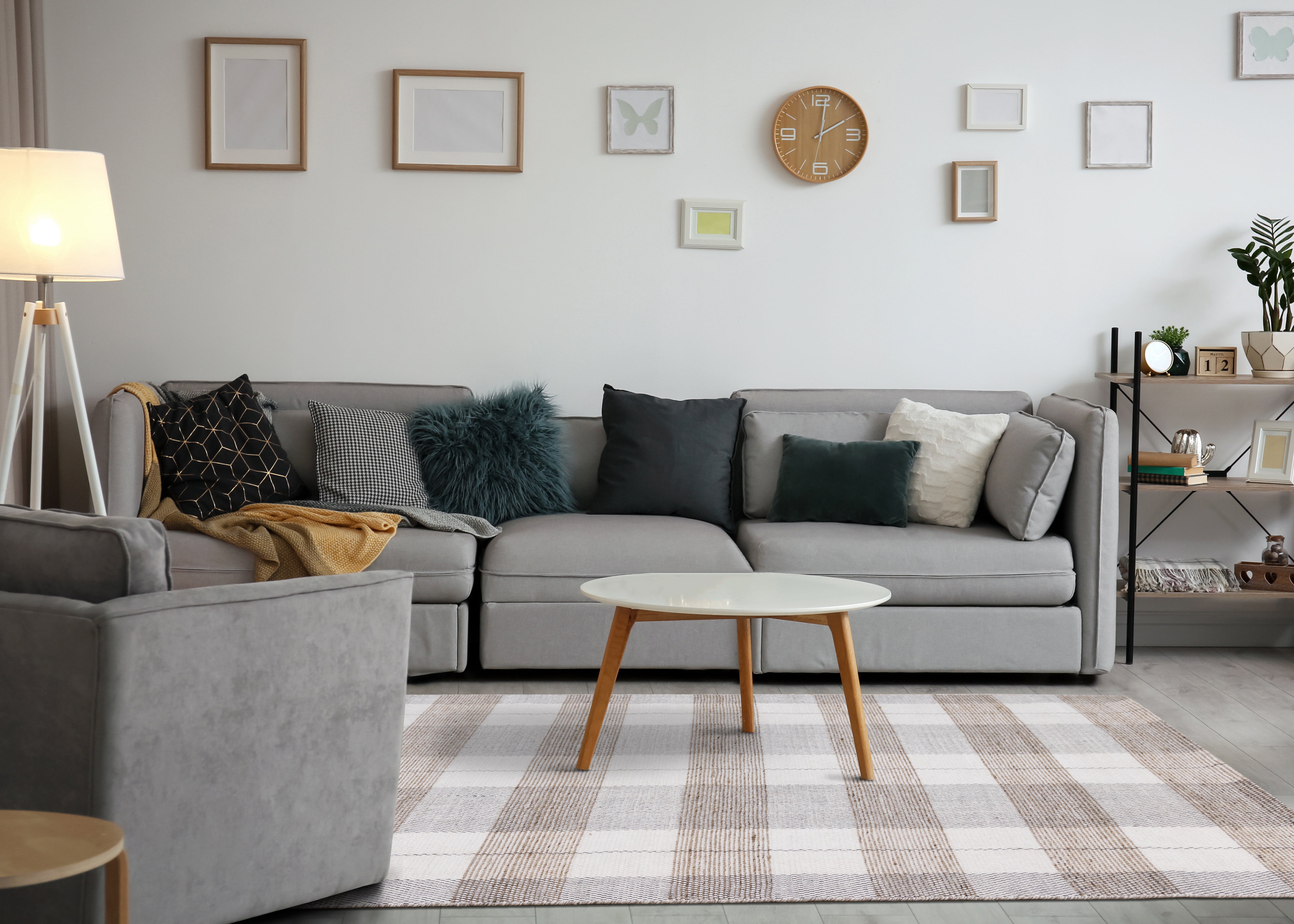 Aspen Beige Muted Plaid Woven Rug
