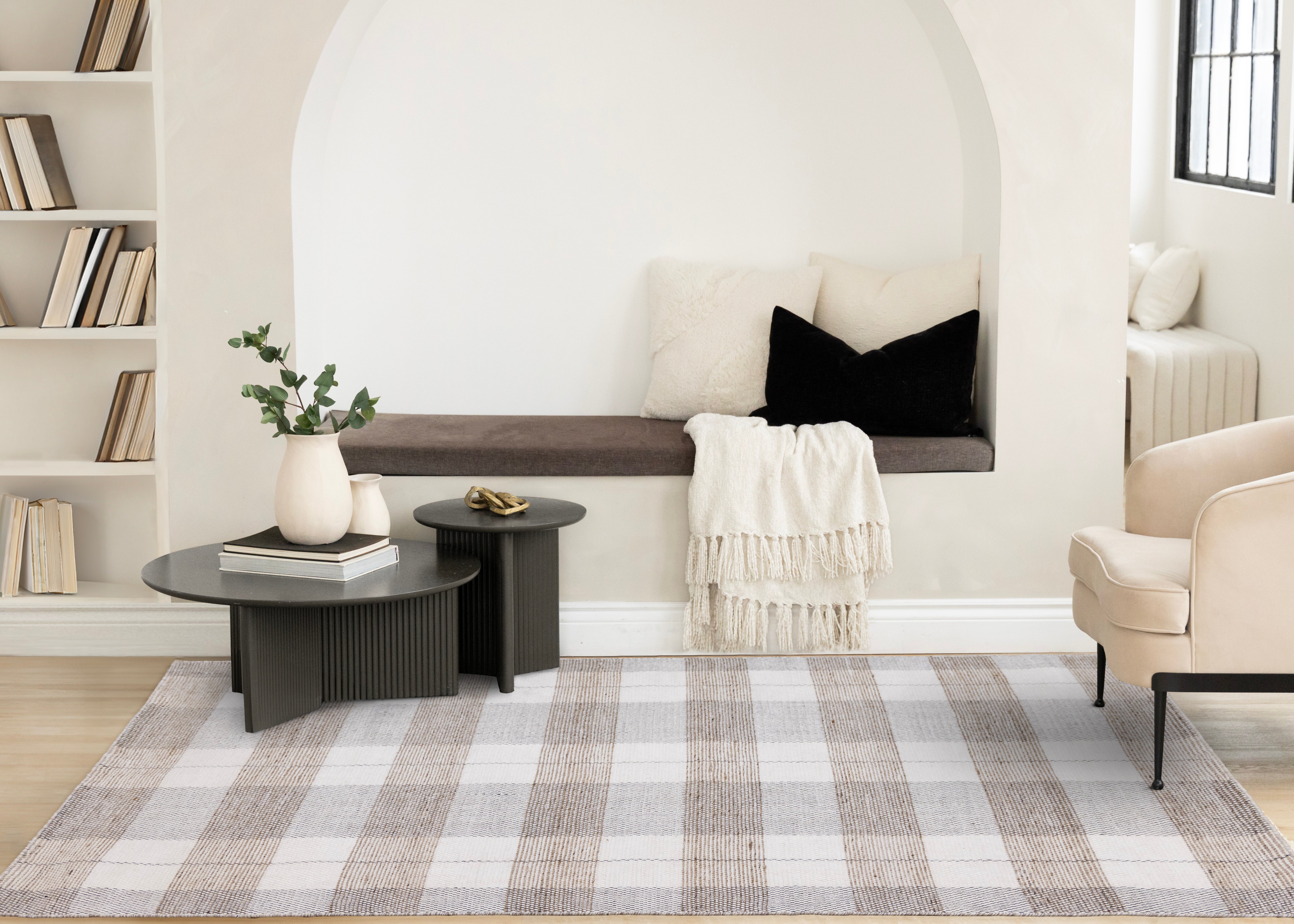 Aspen Beige Muted Plaid Woven Rug