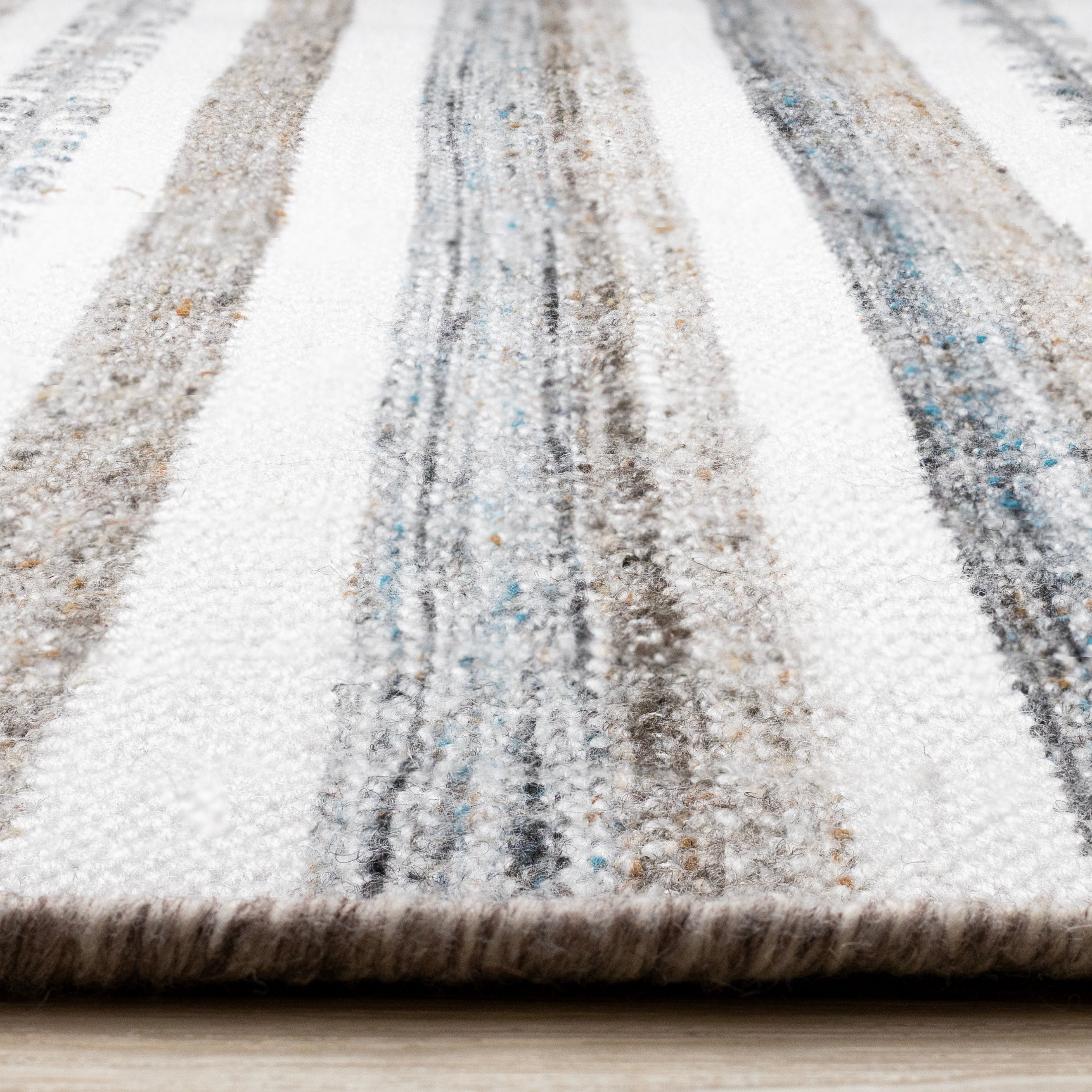 Aspen White Grey Brown Striped Southwestern Pattern Rug