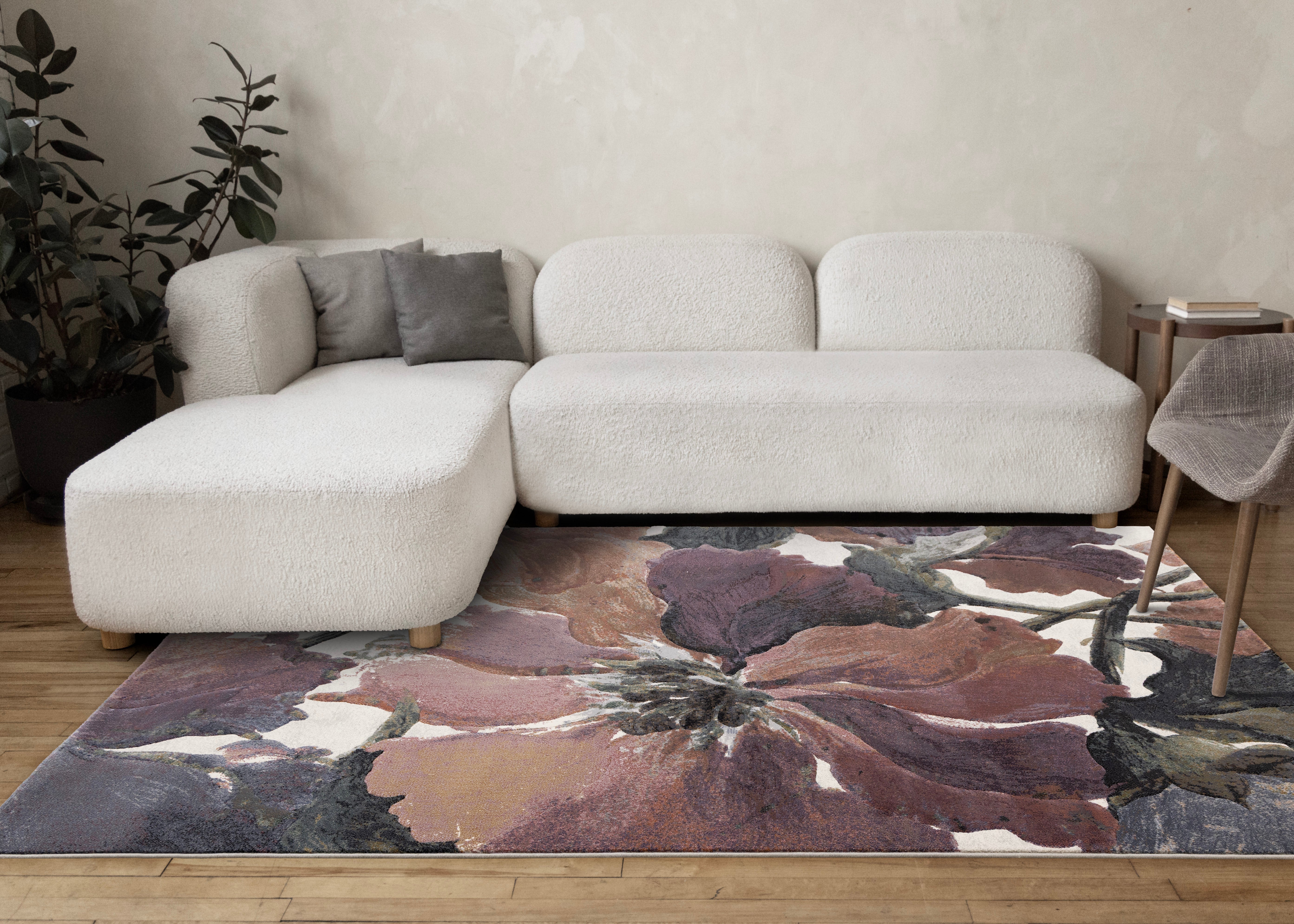 Aurora Pink Orange Purple Floral Rug