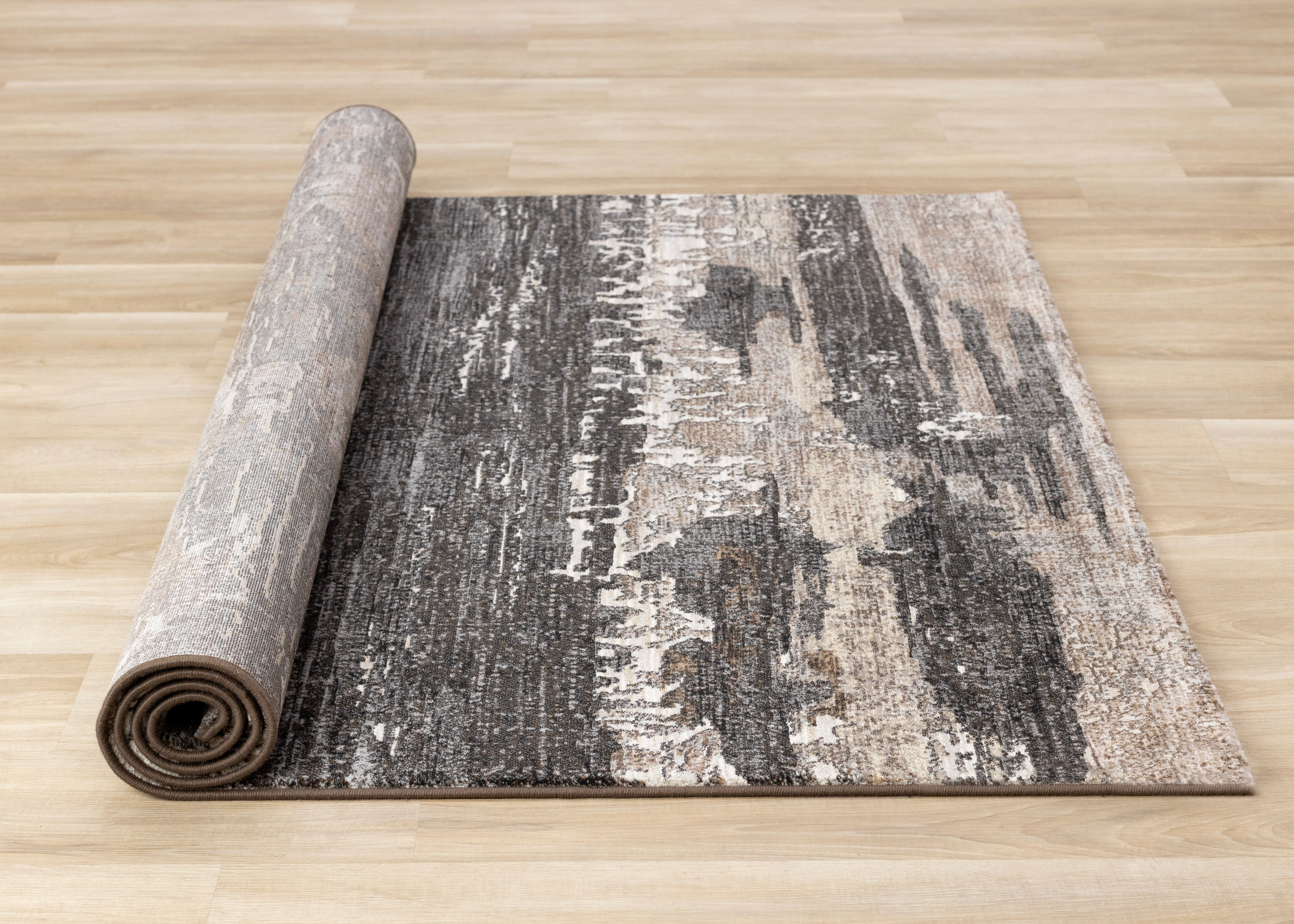Aurora Grey Black Cream Brown Stormy Sky Rug
