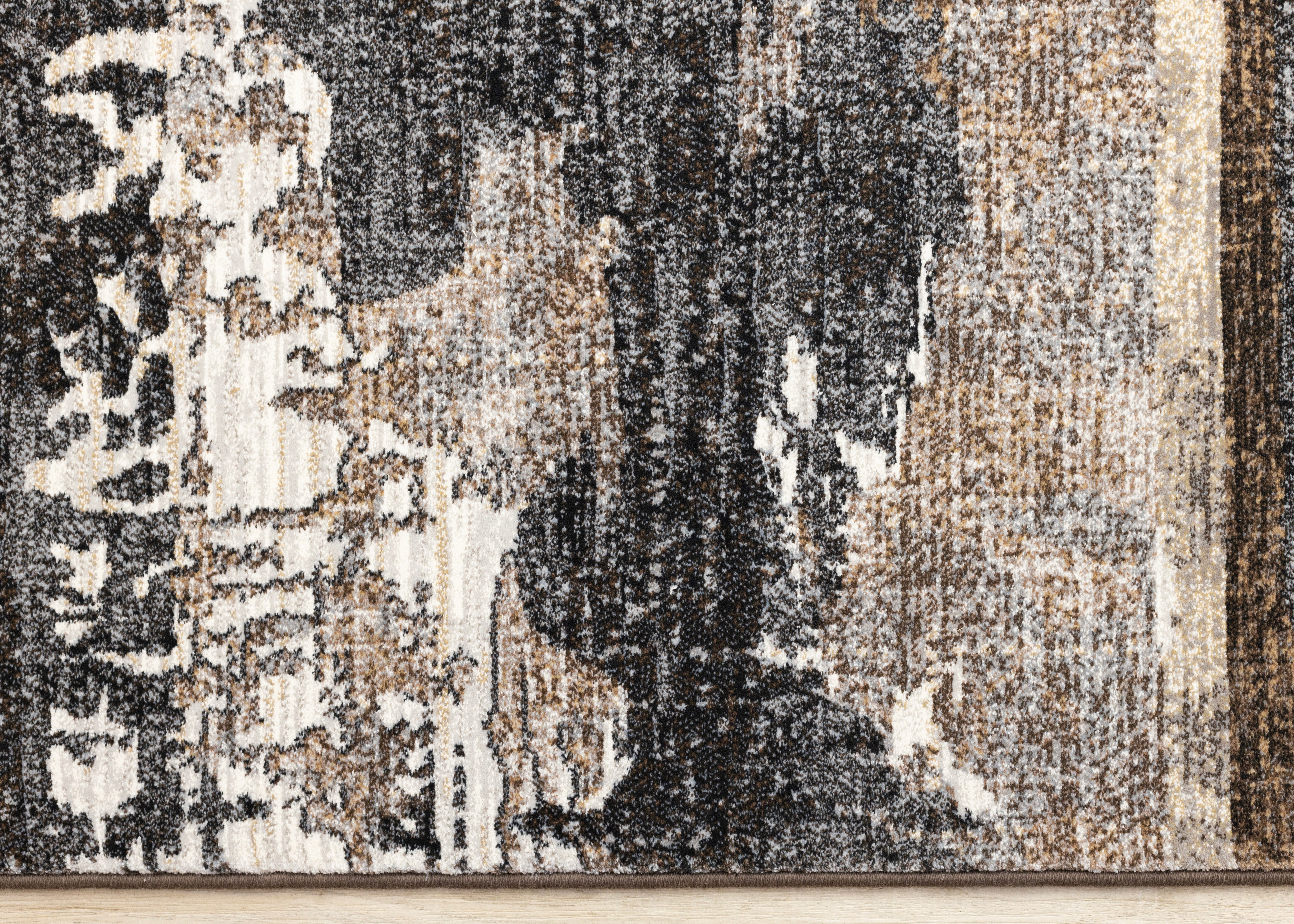 Aurora Grey Black Cream Brown Stormy Sky Rug