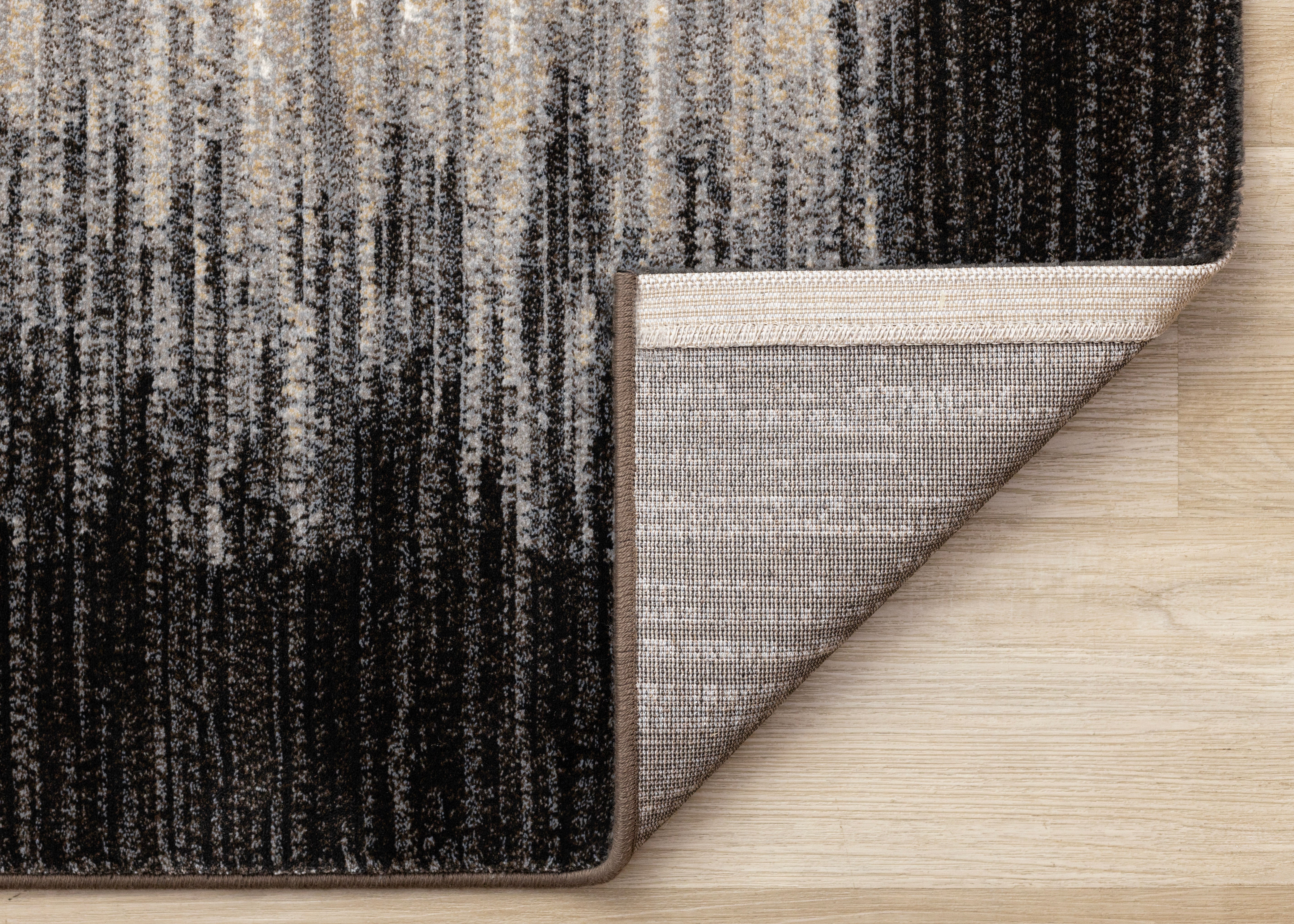 Aurora Black Beige Distressed Sound Wave Border Rug