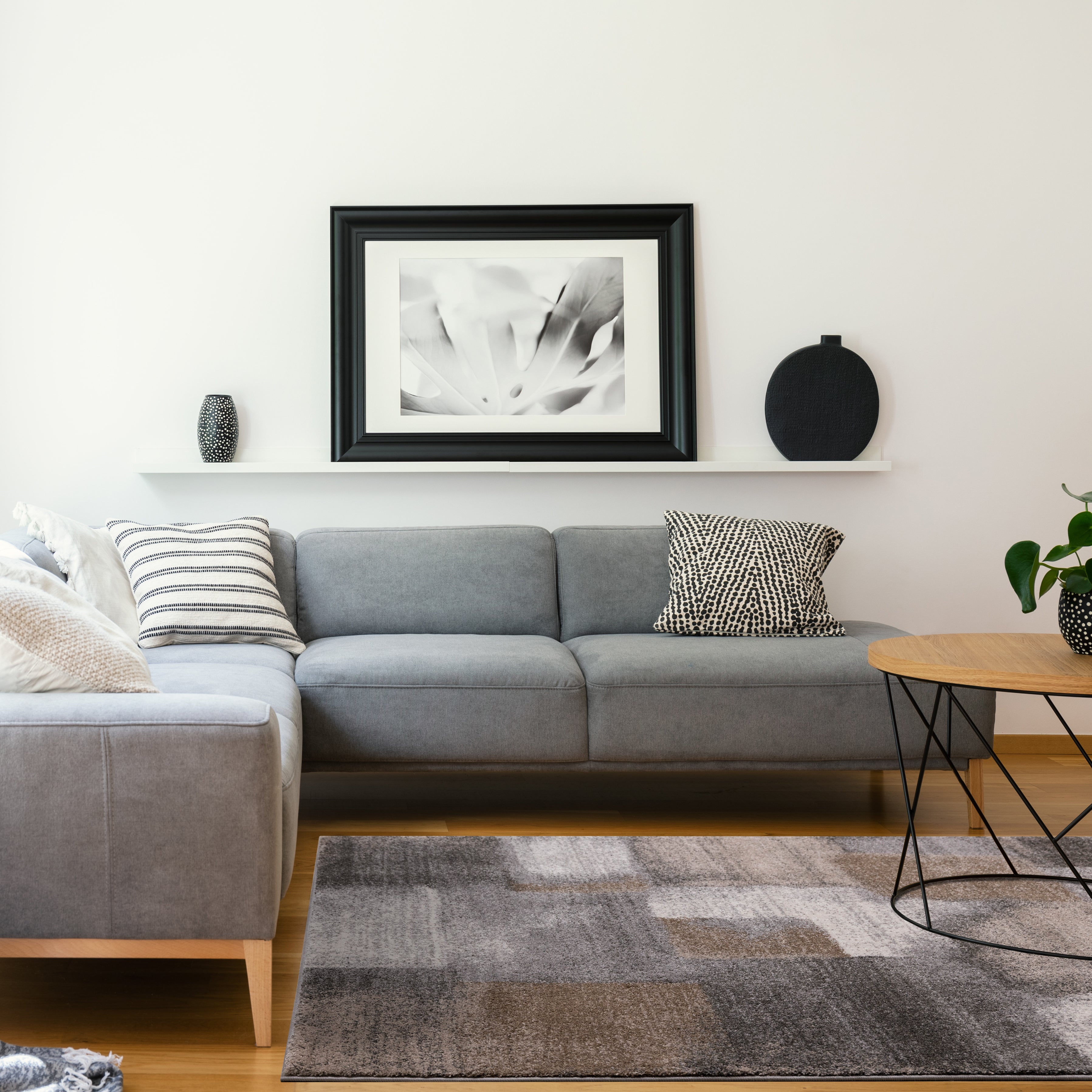 Breeze Grey Simple Patches Rug