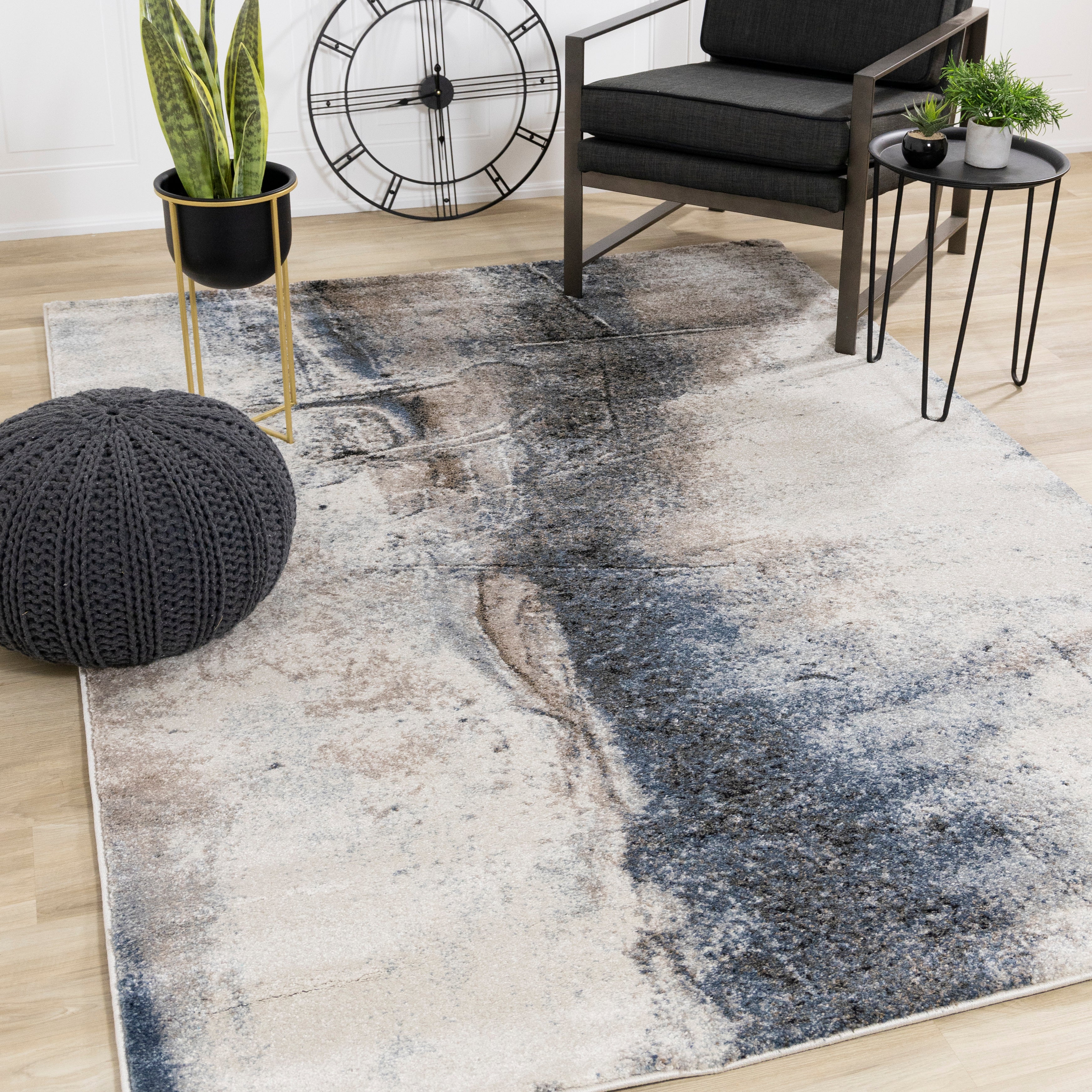 Breeze Cream Blue Brown Urban Rift Rug