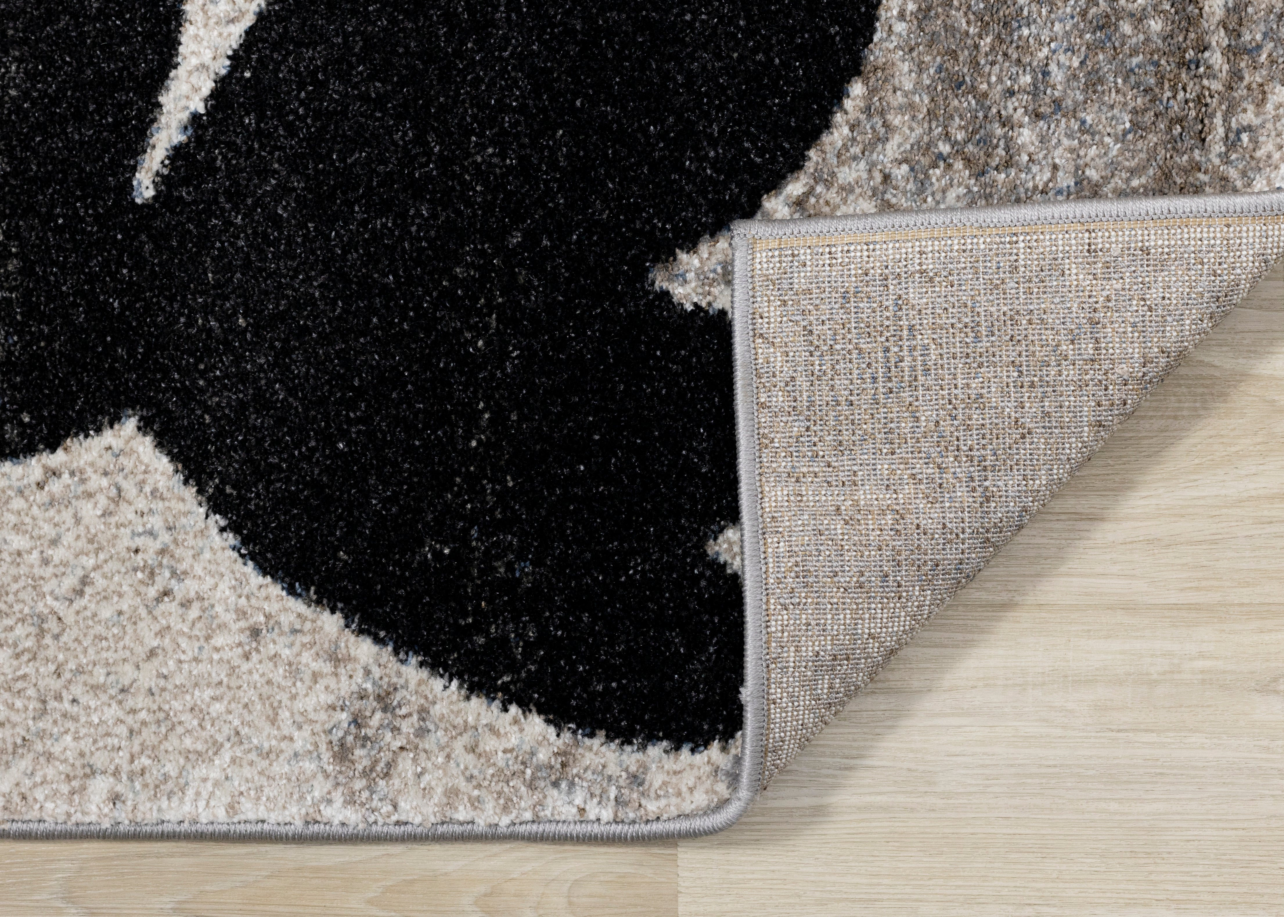 Breeze Blue Cream Black Poppies Rug