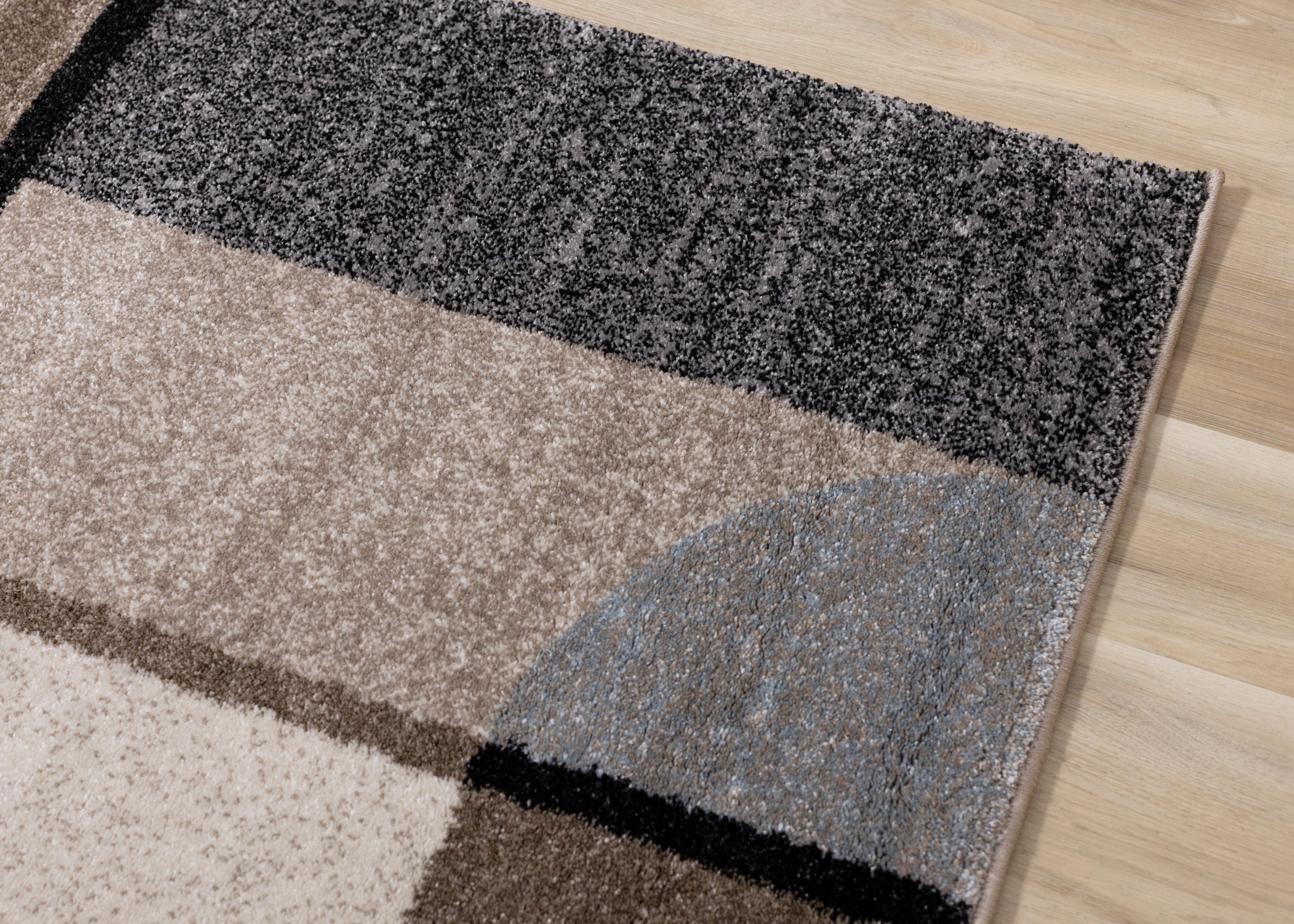 Breeze Cream Brown Grey Geometric Shapes Rug