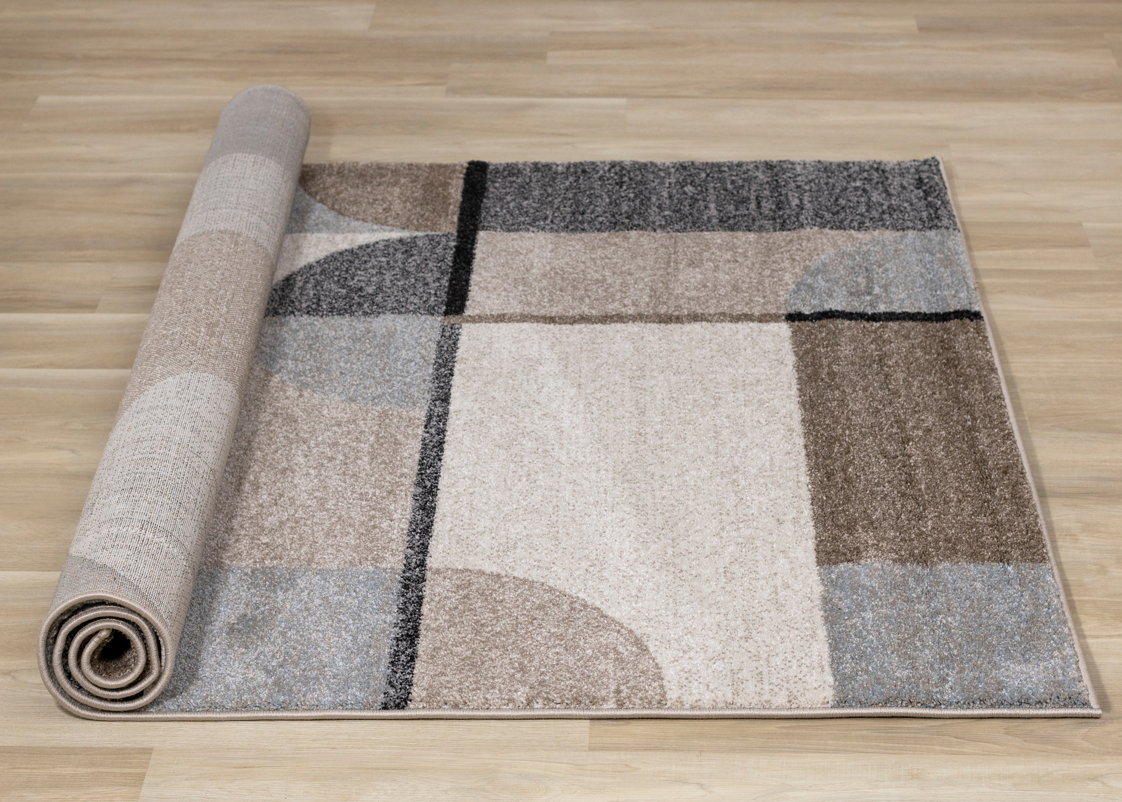 Breeze Cream Brown Grey Geometric Shapes Rug