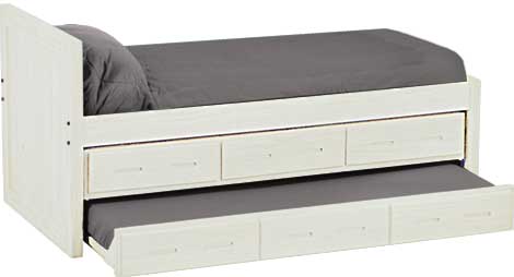 Captain's Bed with Drawers and Trundle, Twin, 39" Headboard and 26" Footboard, By Crate Designs. 4011