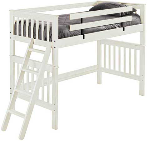 Mission Loft Bed with Ladder and Guardrails, Twin, By Crate Designs. 4705A