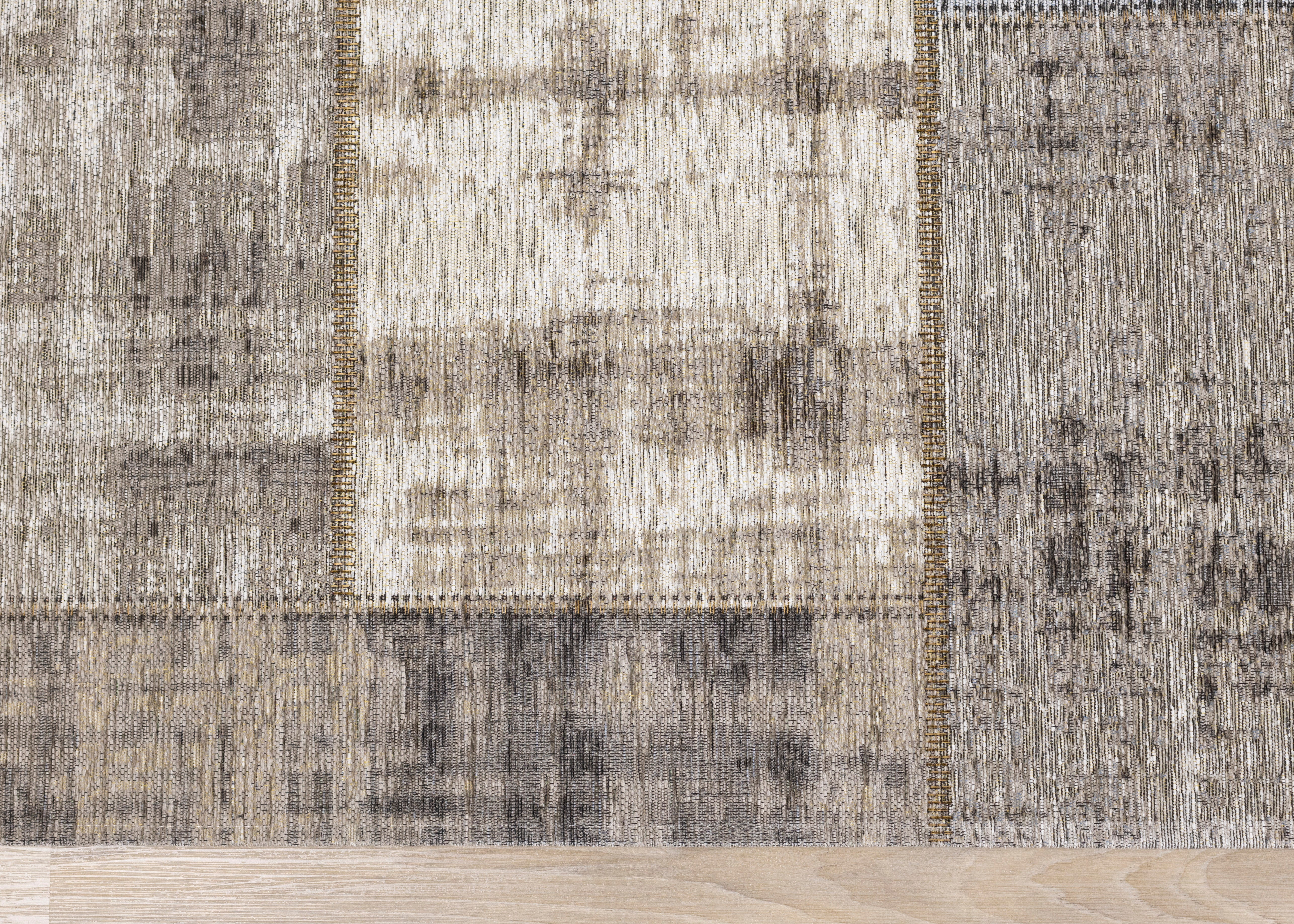Cathedral Grey Cream Distressed Patchwork Rug