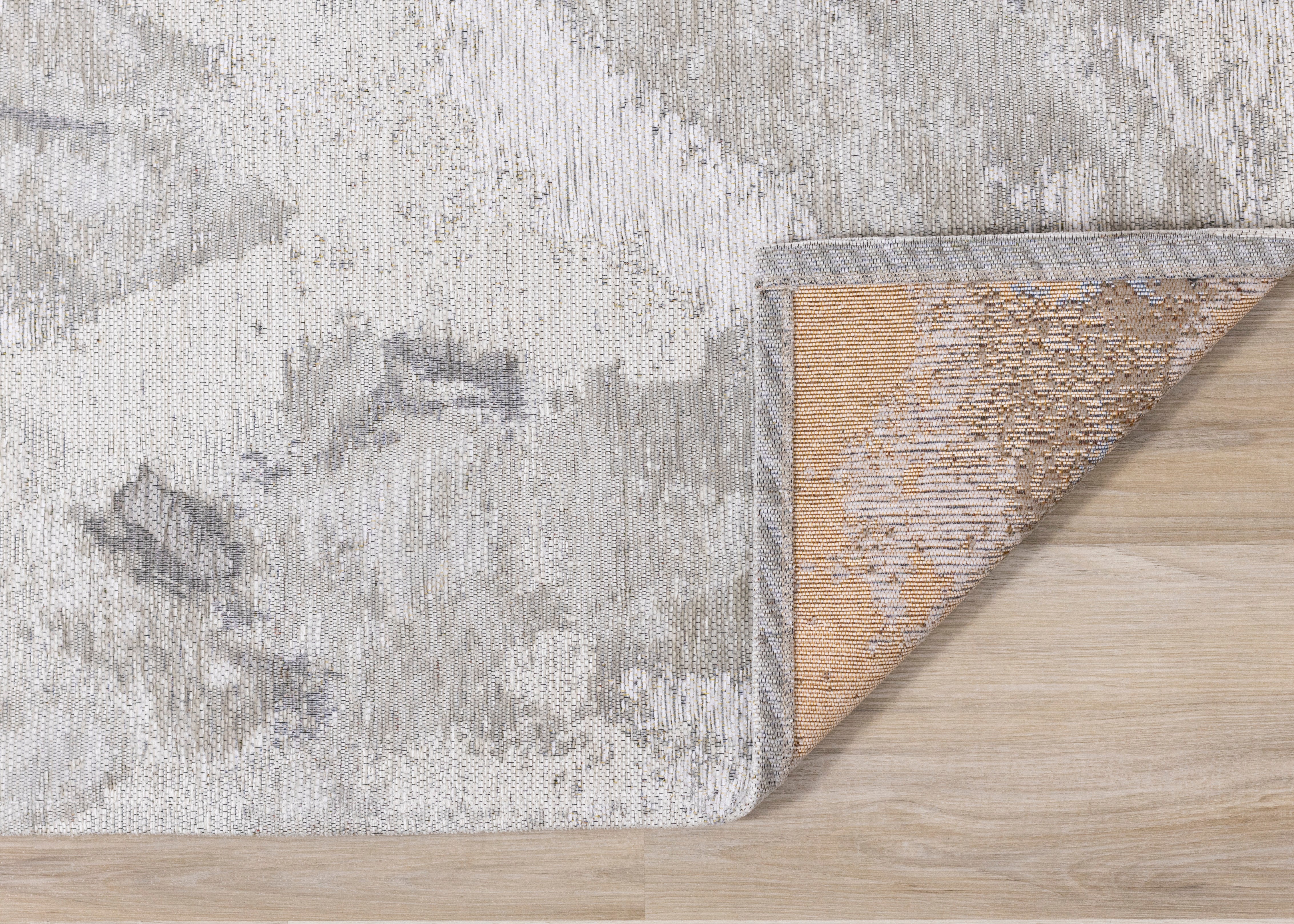 Cathedral Cream Grey Marble Pattern Chenille Rug