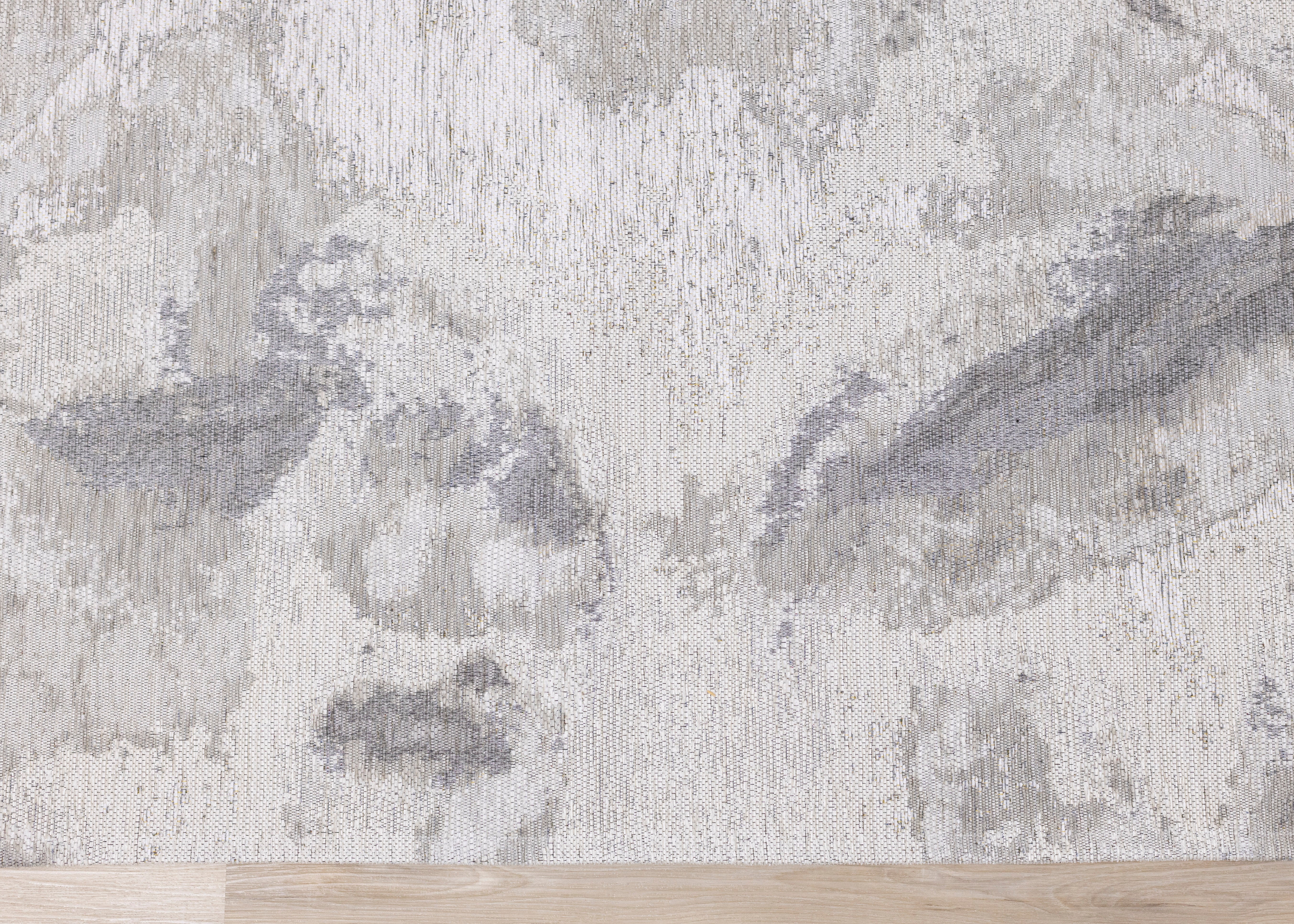 Cathedral Cream Grey Marble Pattern Chenille Rug