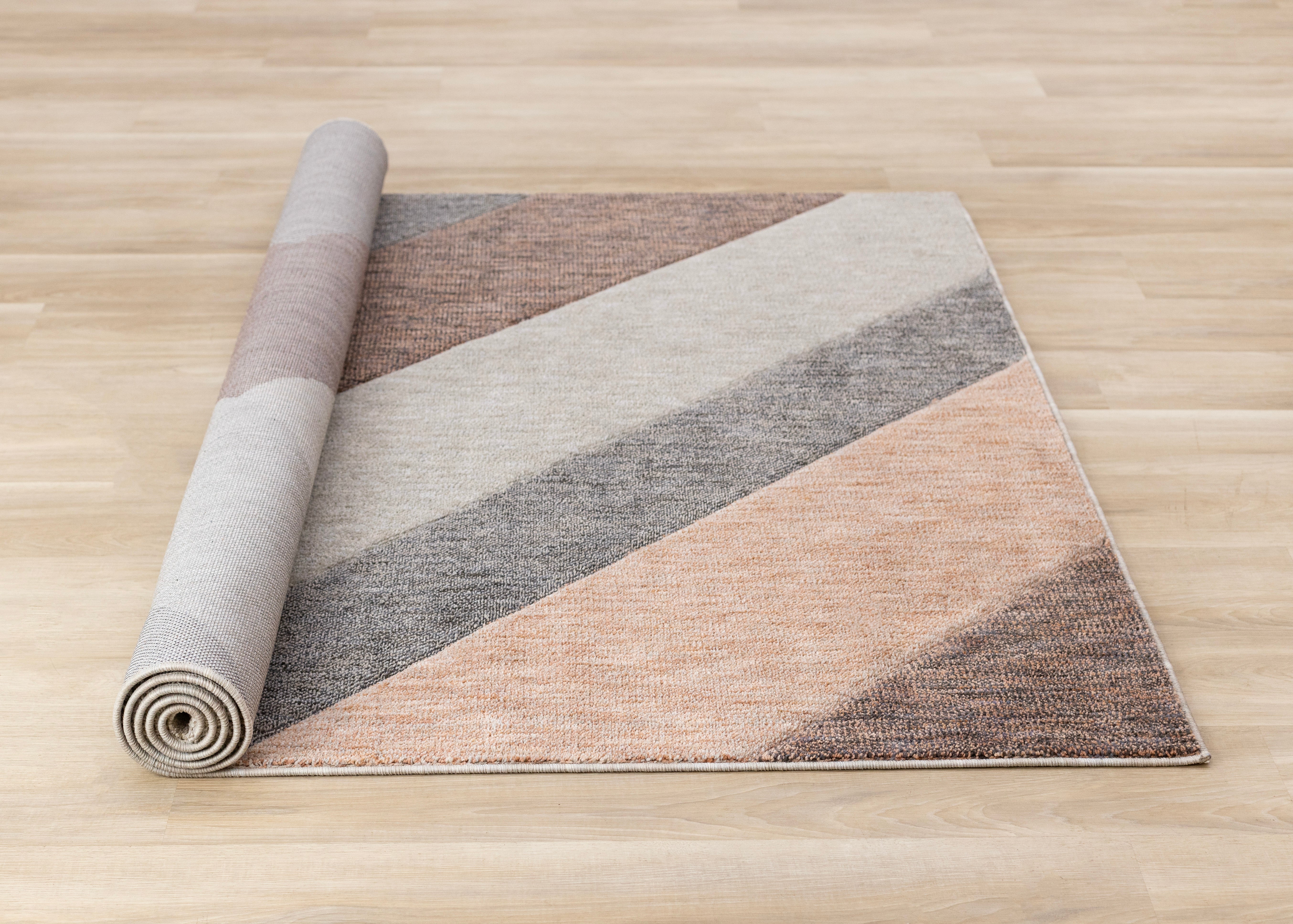 Cora Pink Taupe Geometric Design Rug