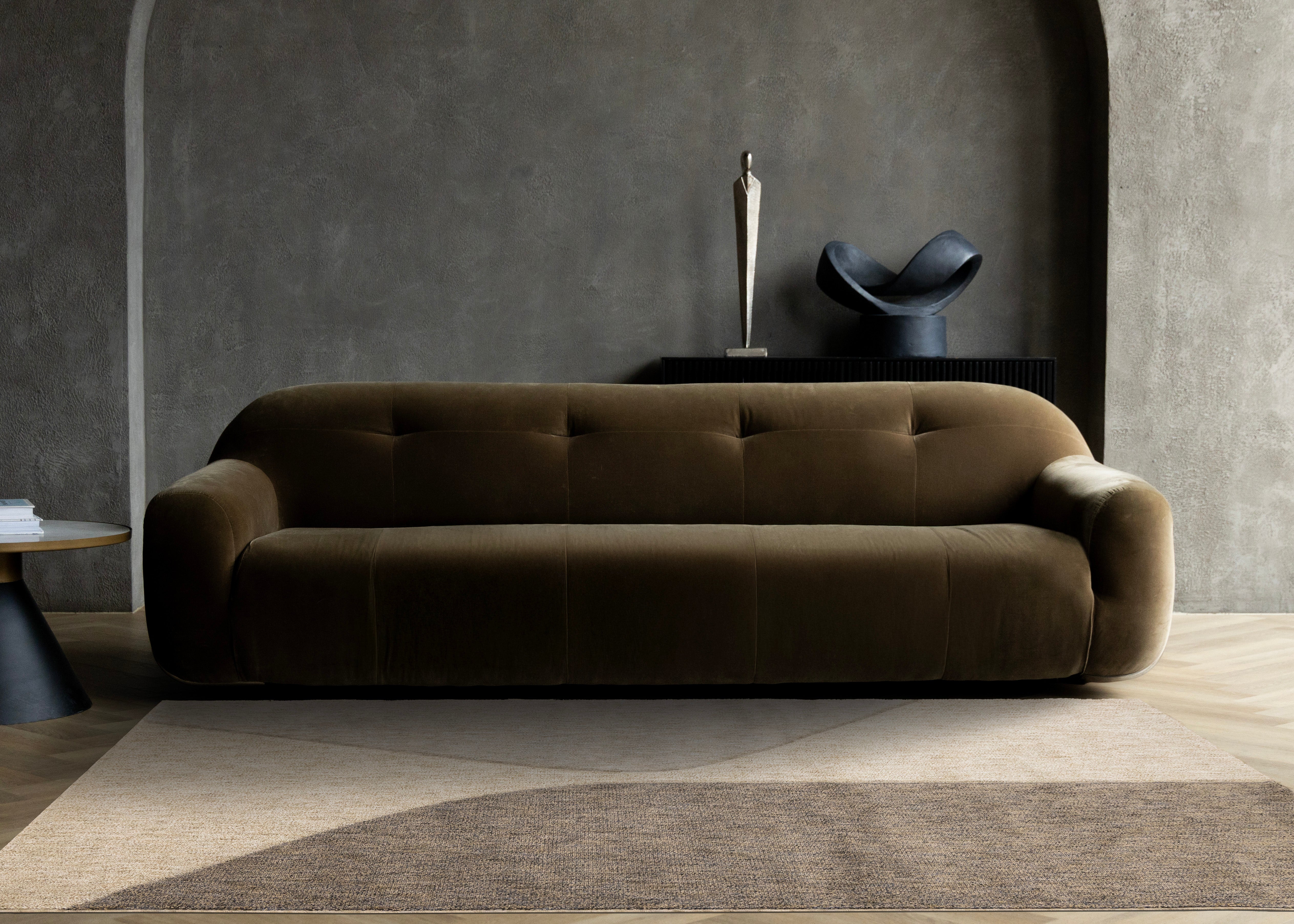 Cora Taupe Beige Grey Curvy Design Rug