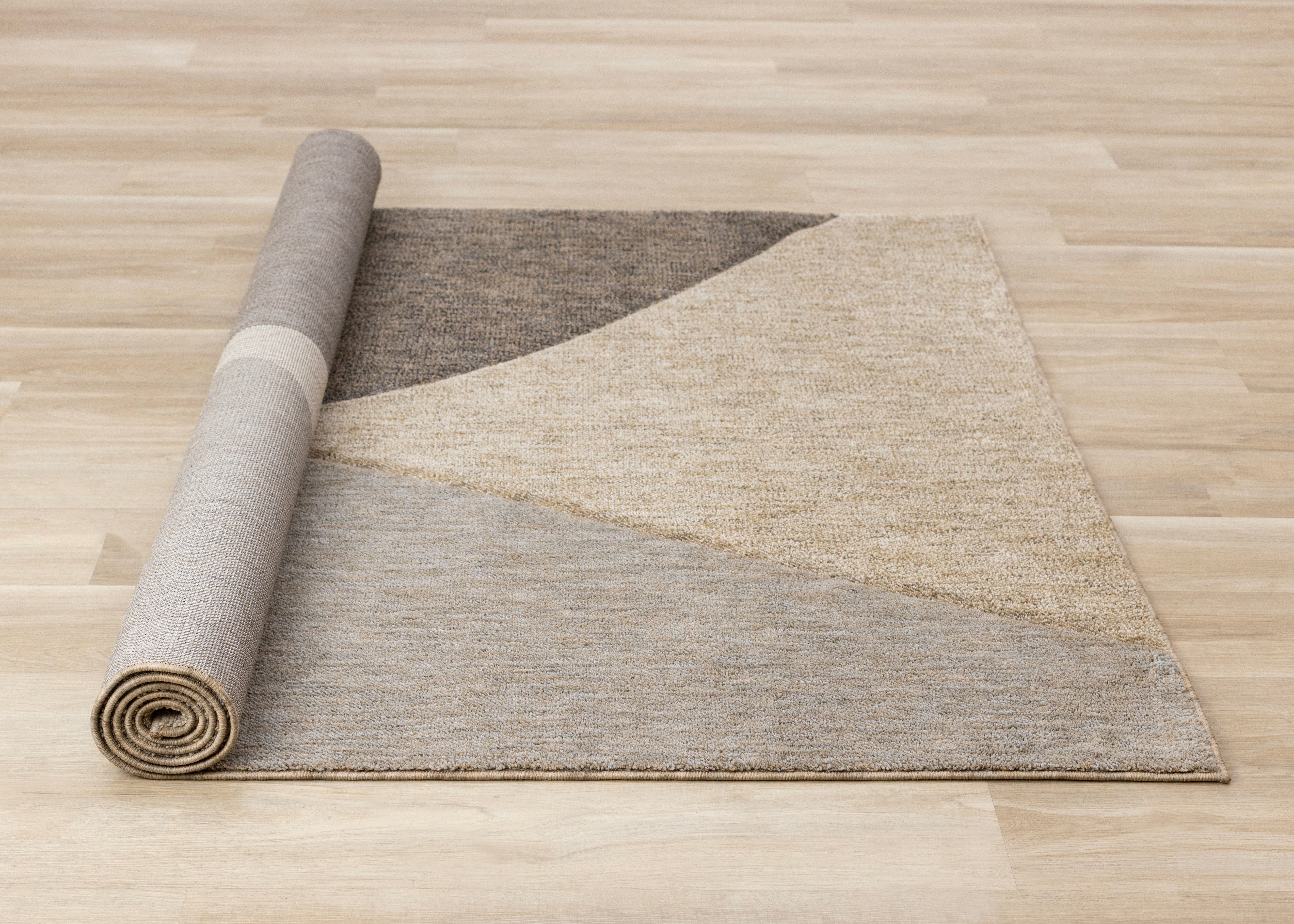 Cora Taupe Beige Grey Curvy Design Rug
