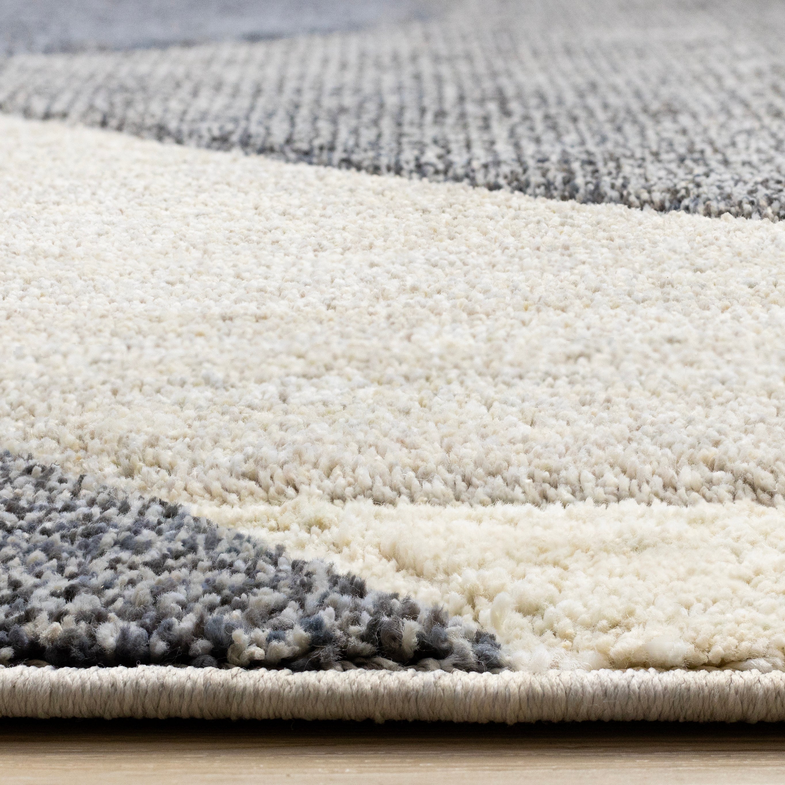 Cora Blue Cream Grey Distressed Curvy Shapes Design Rug