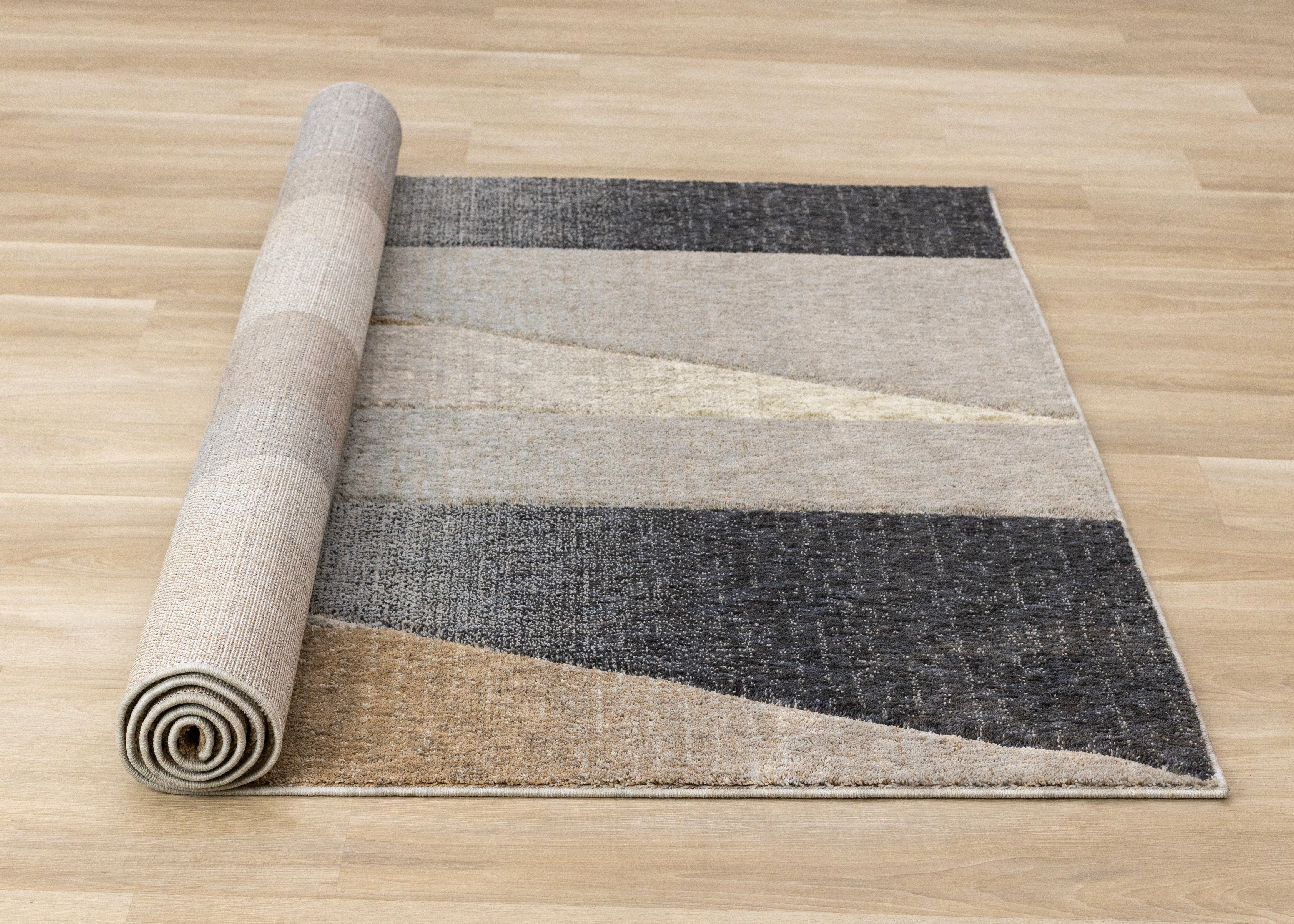 Cora Grey Black Brown Spiky Geometric Design Rug