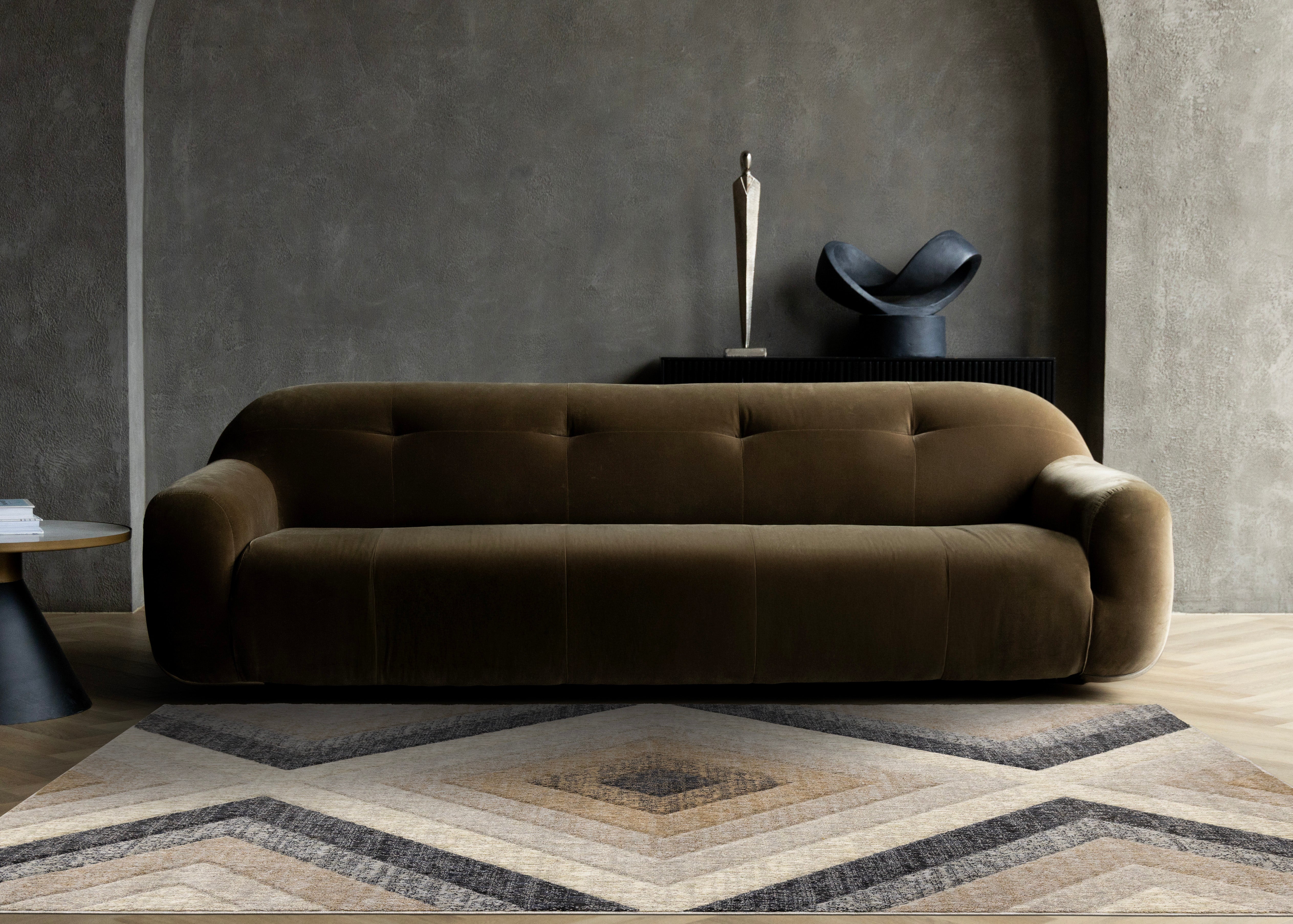 Cora Cream Grey Brown Diamond Design Rug