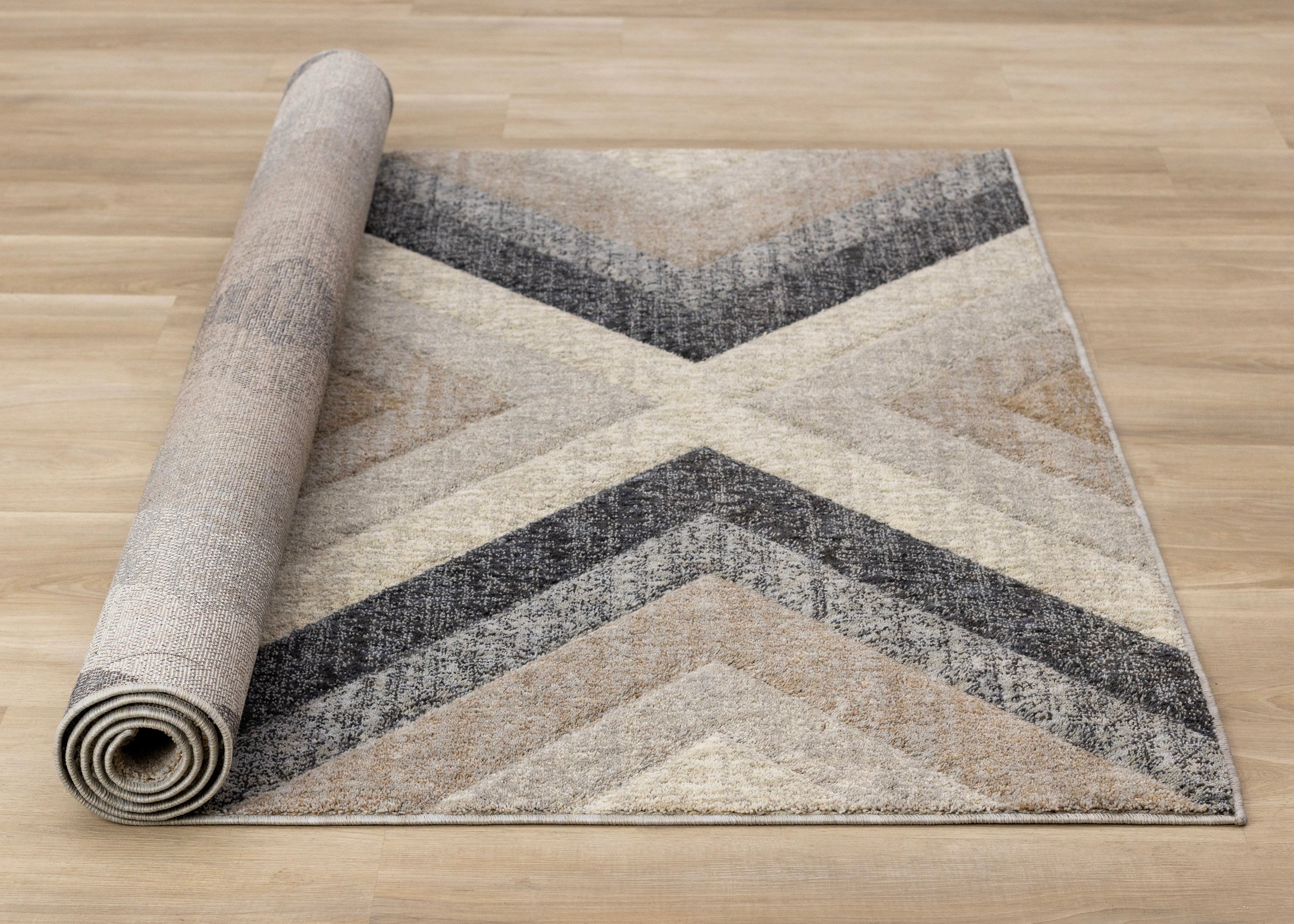 Cora Cream Grey Brown Diamond Design Rug