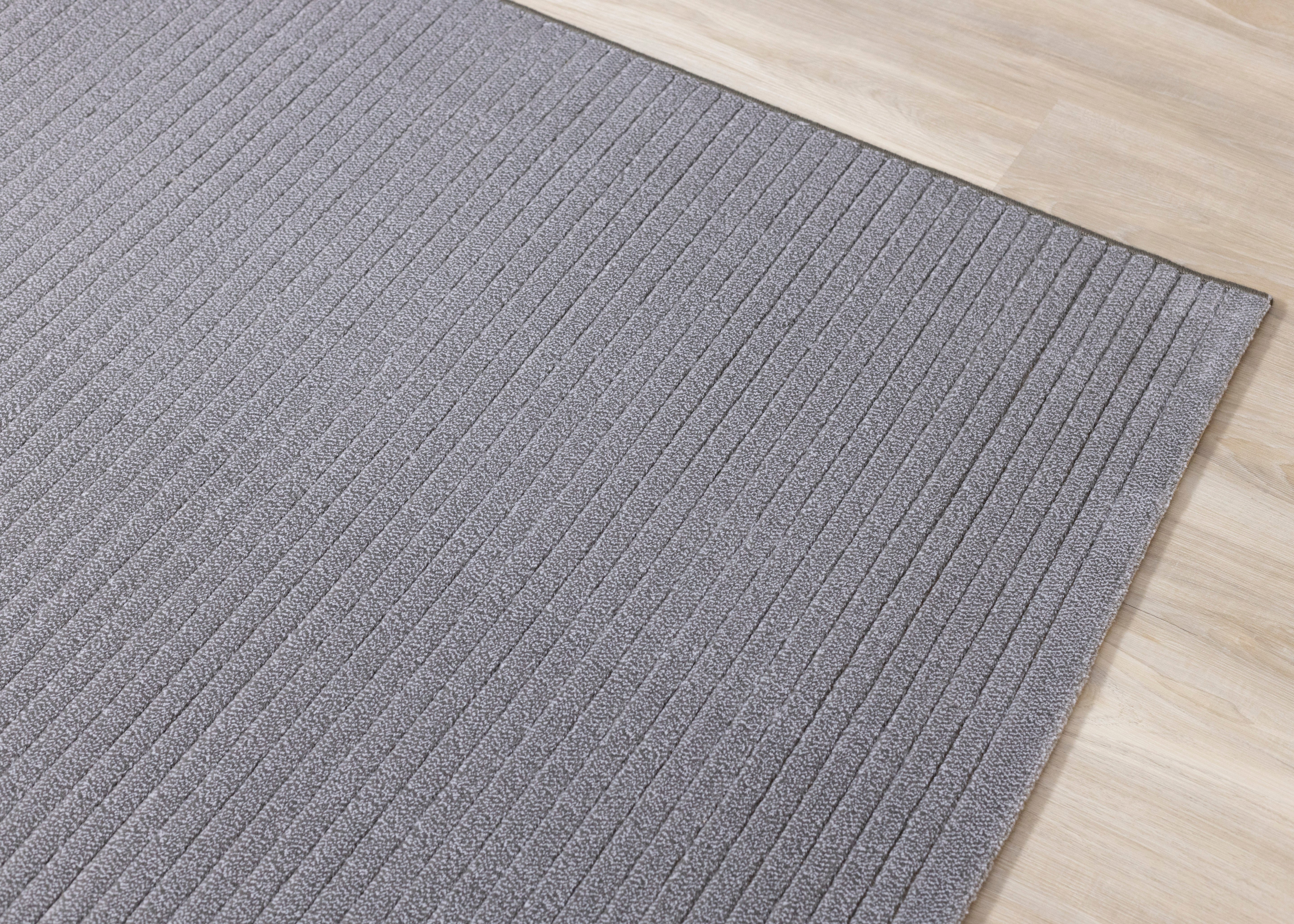 Ella Grey Carved Stripe Plush Rug
