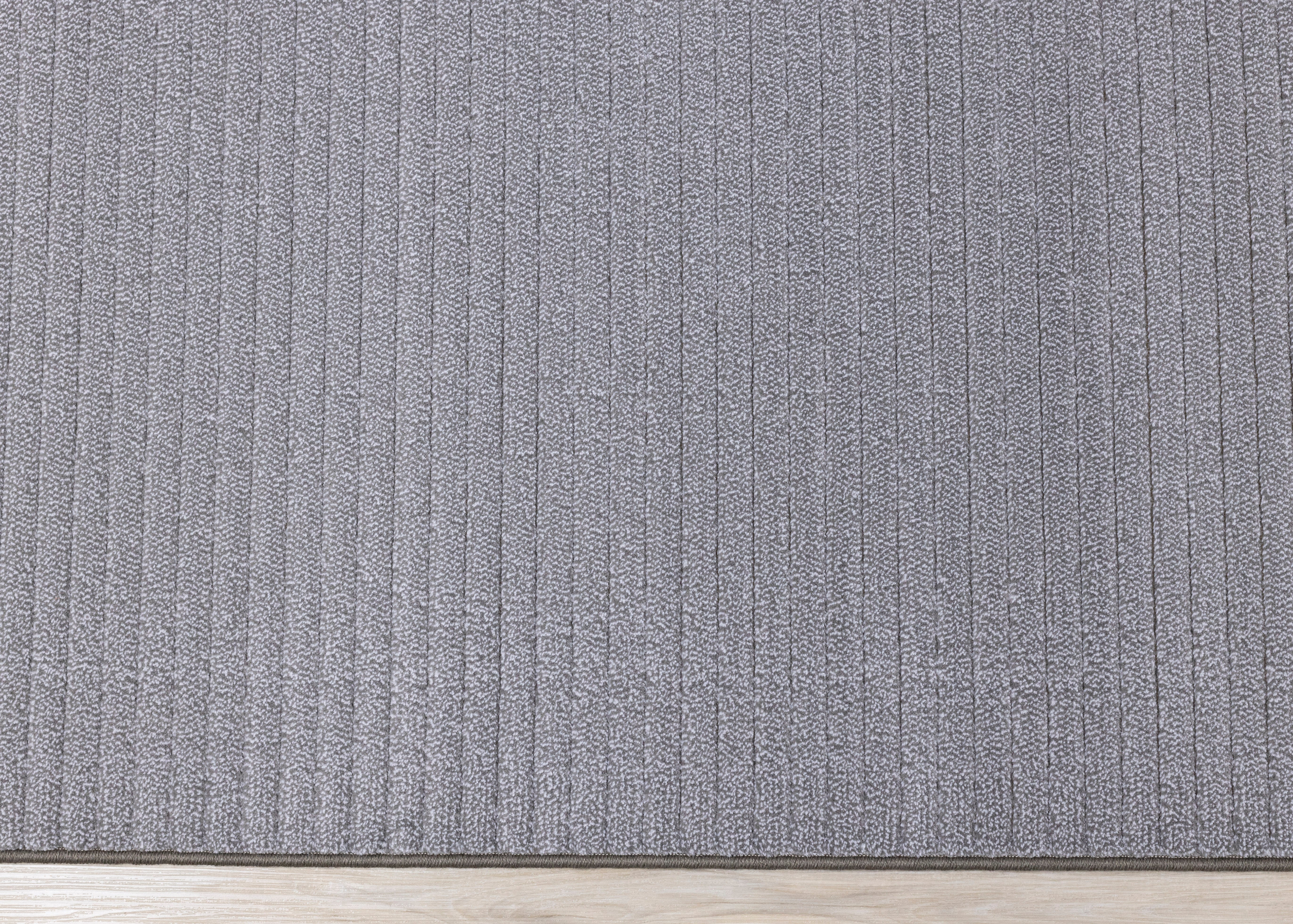 Ella Grey Carved Stripe Plush Rug