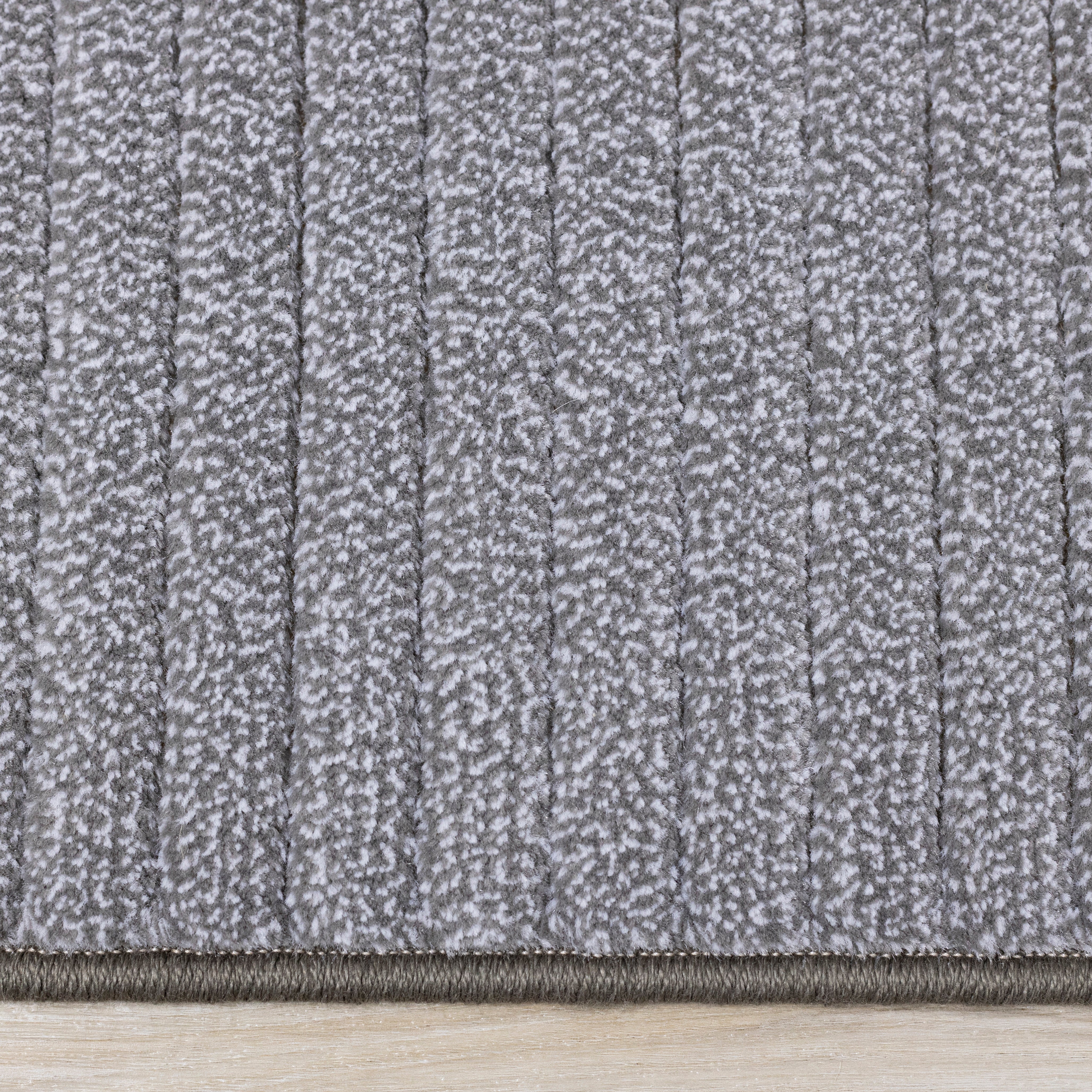 Ella Grey Carved Stripe Plush Rug