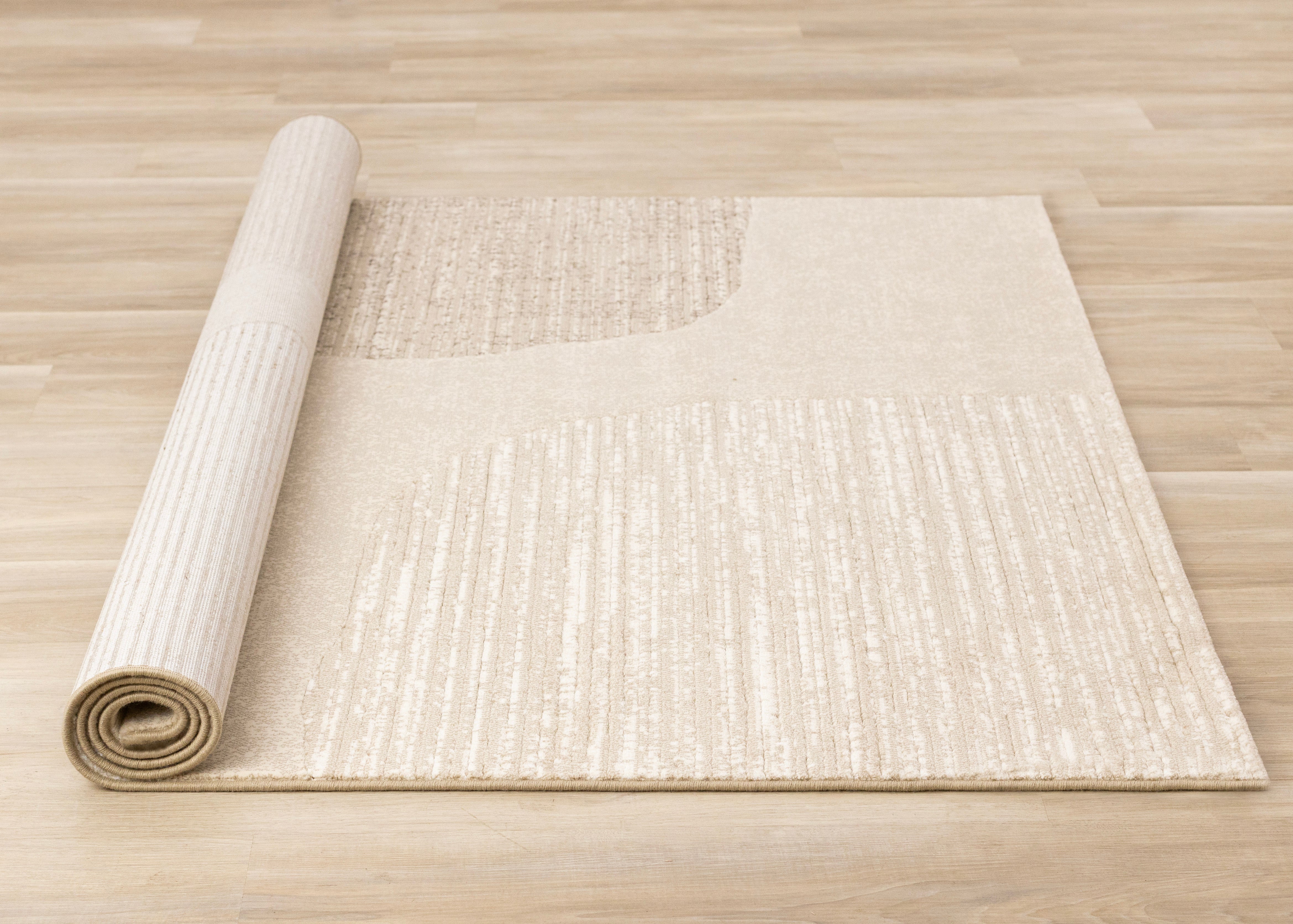 Ella Beige White Cream Distressed Stepping Stone Design Rug