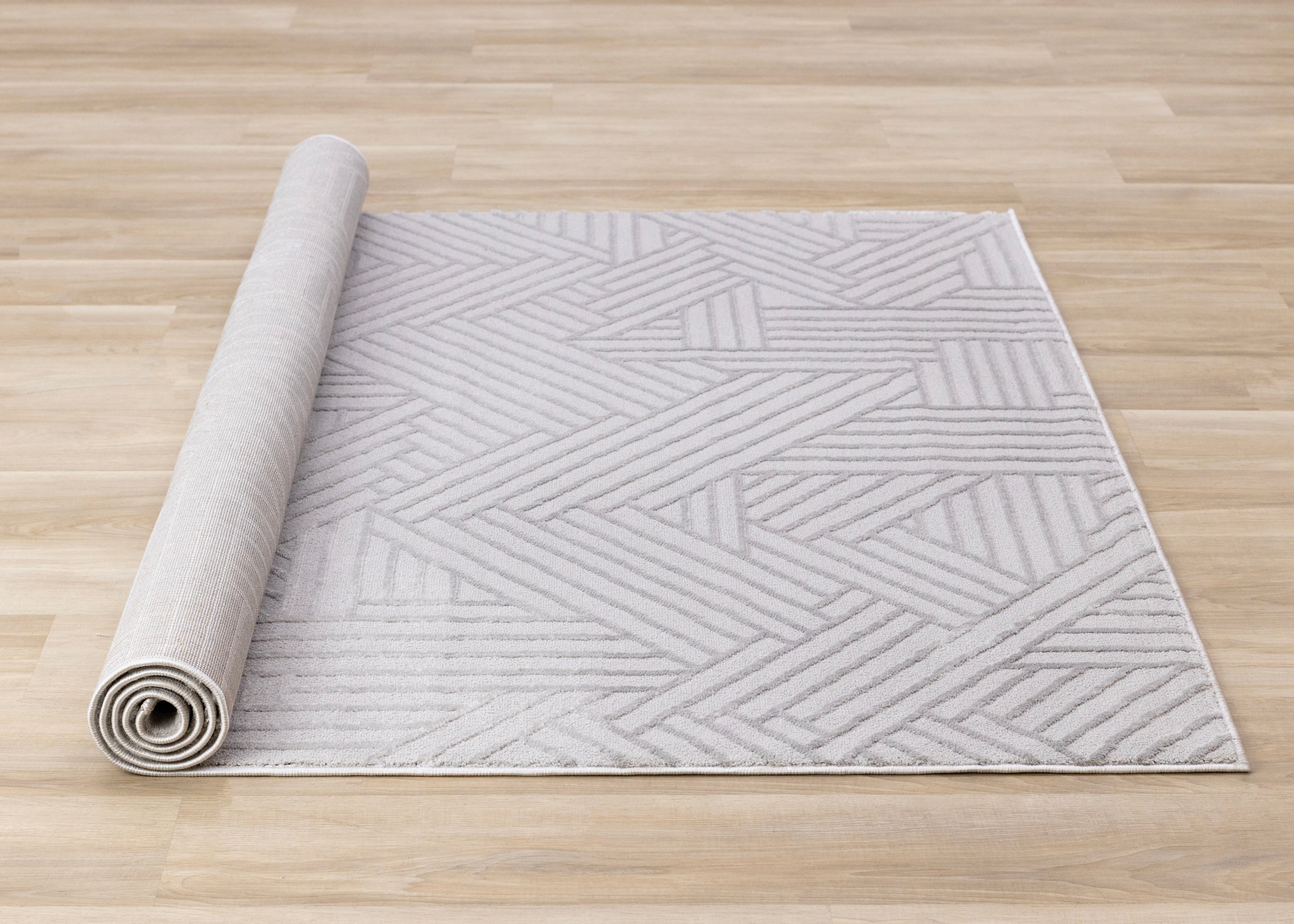 Ellington Grey Abstract Herringbone Design Rug