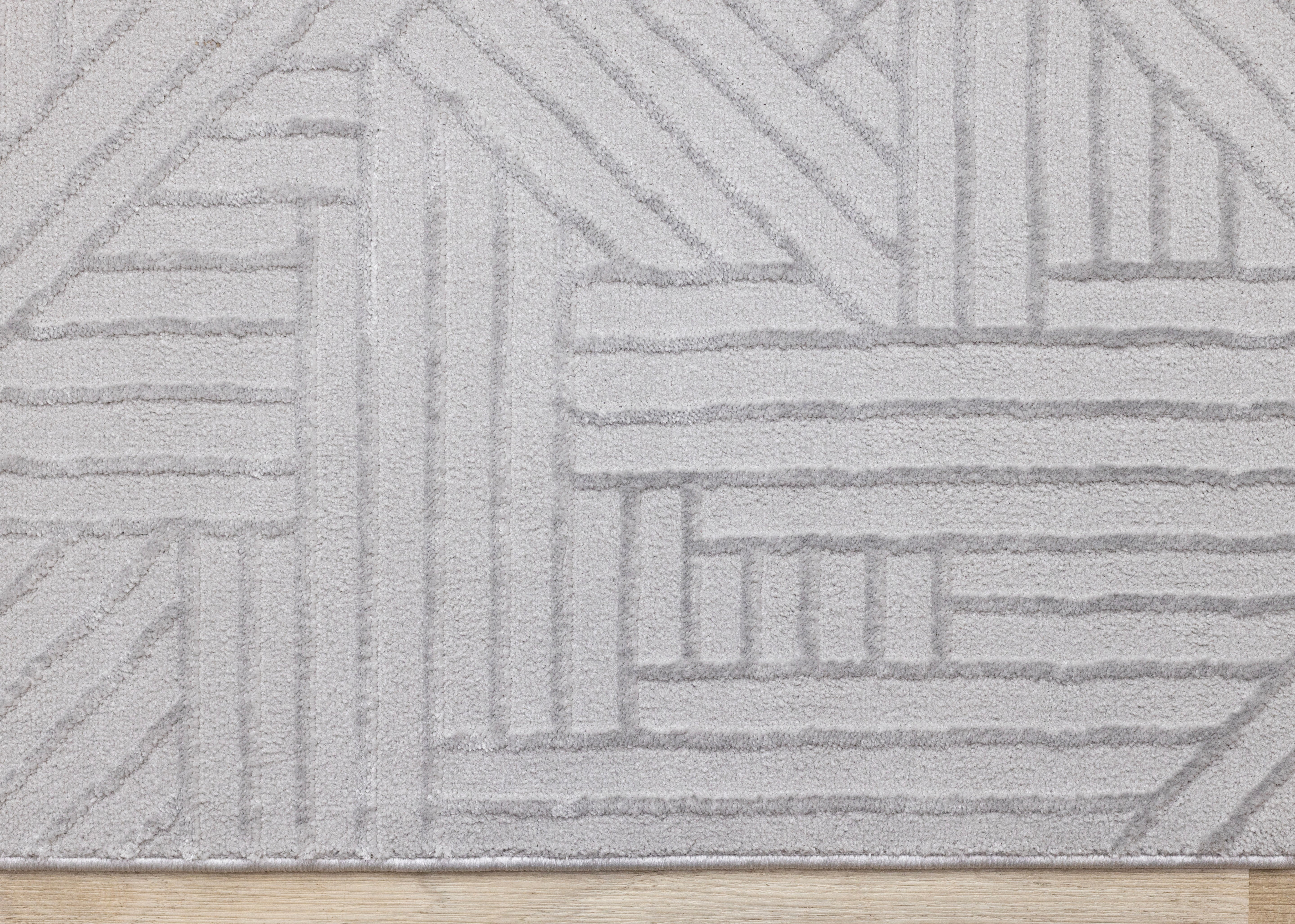 Ellington Grey Abstract Herringbone Design Rug
