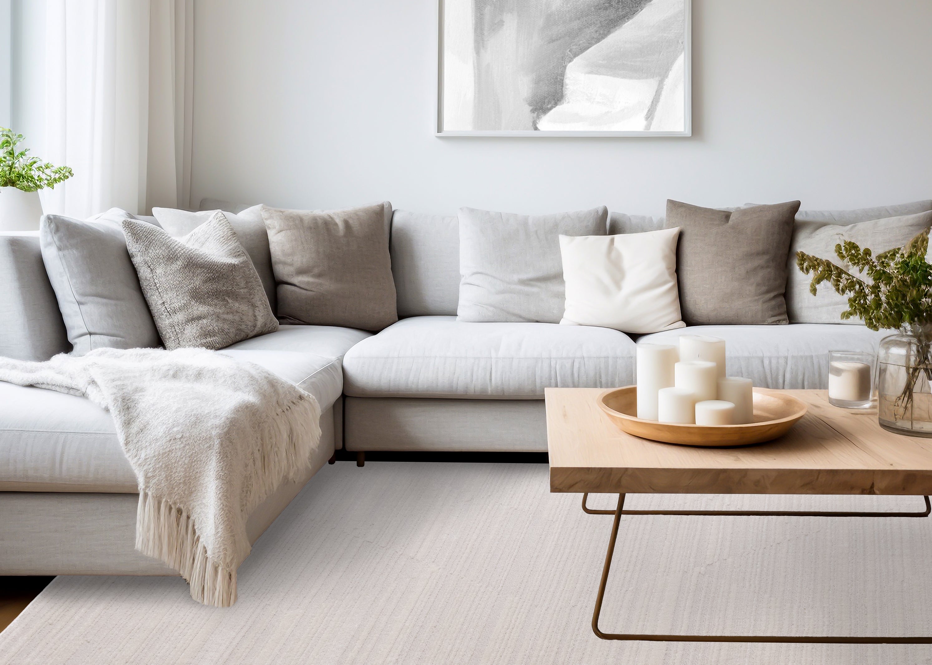Ellington Beige Subtle Diamond Pattern Rug