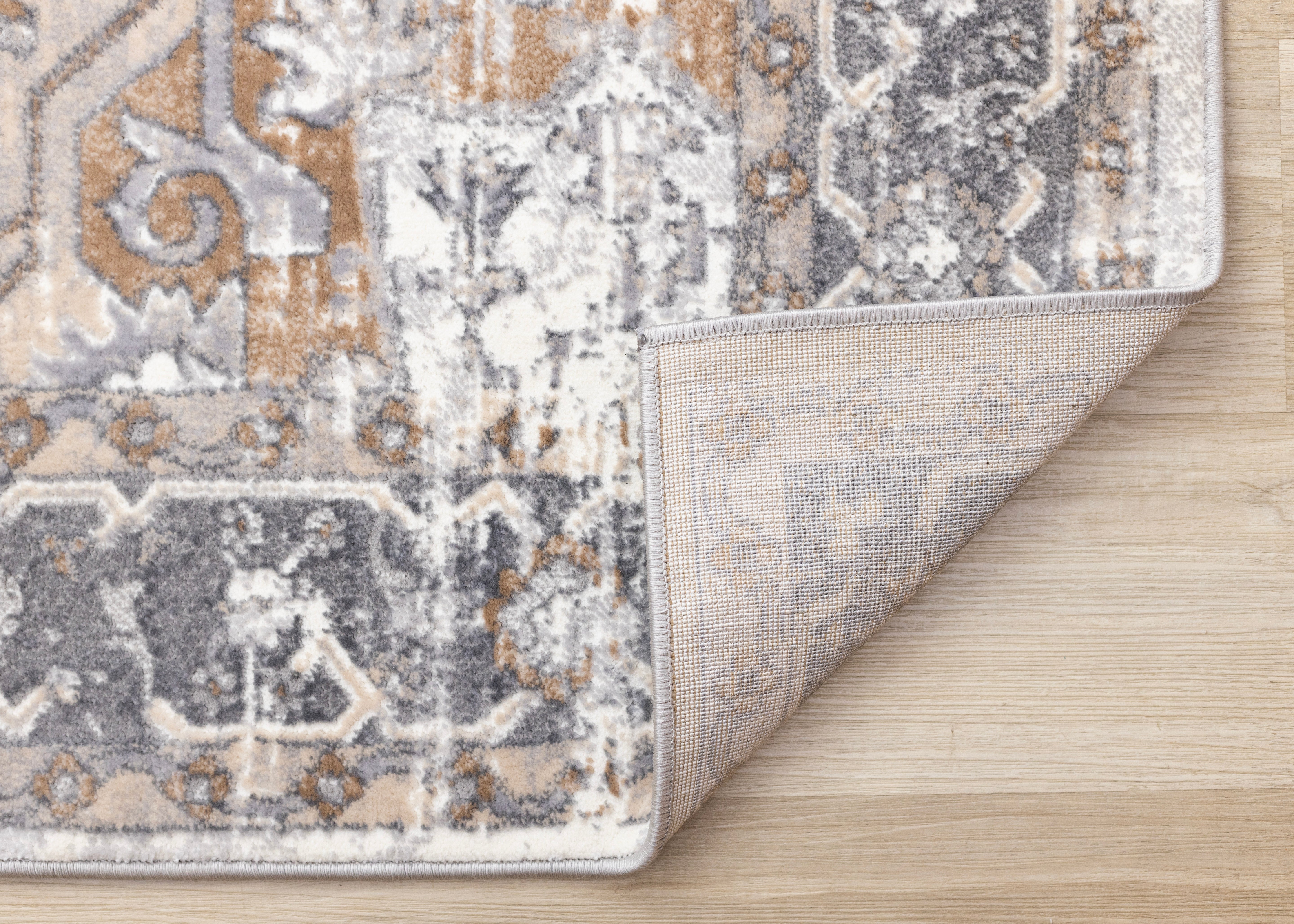 Emory Taupe White Brown Elegant Medallion Rug
