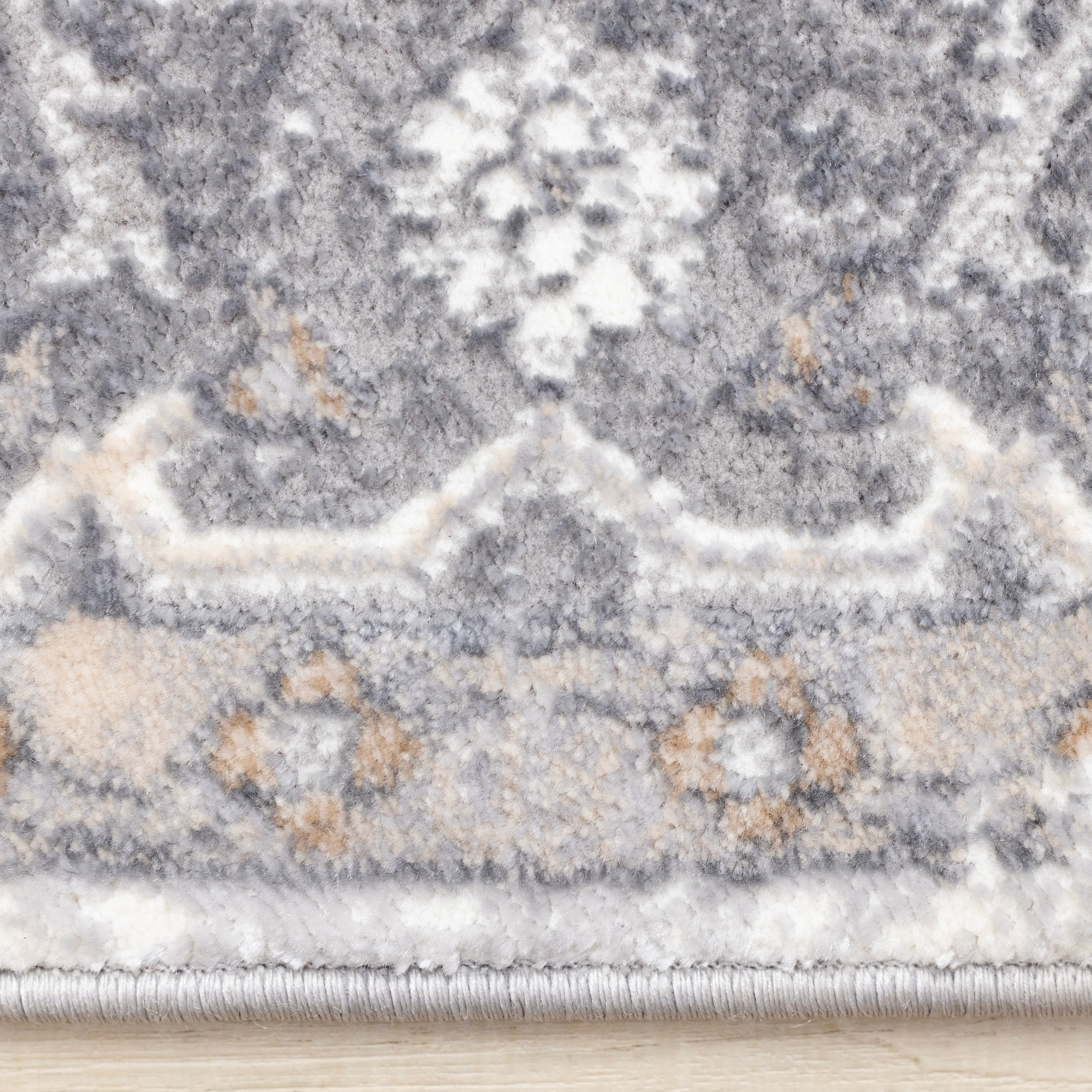 Emory Taupe White Brown Elegant Medallion Rug