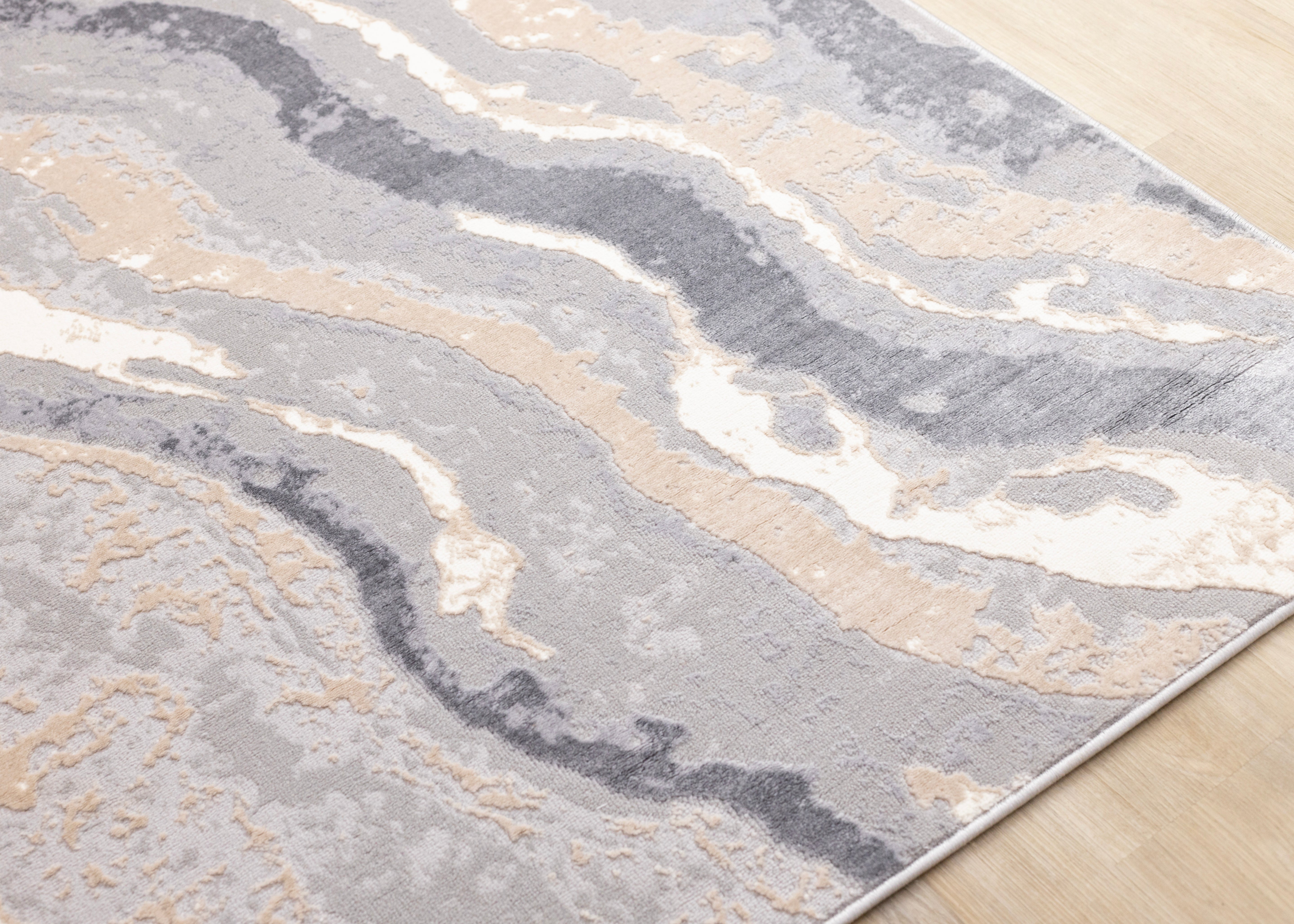 Emory Taupe Grey Beige White Mineral Layered Rug