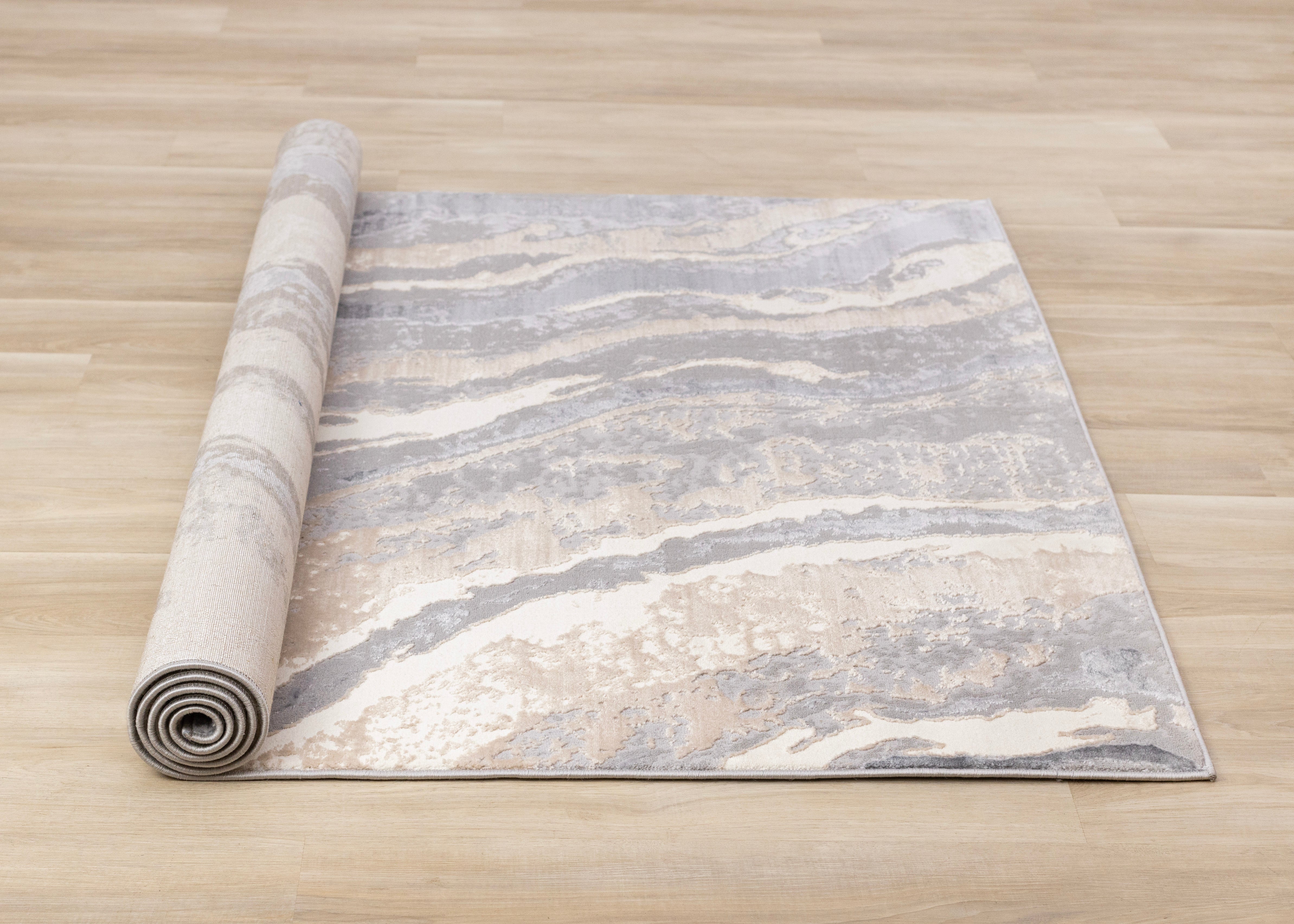 Emory Taupe Grey Beige White Mineral Layered Rug