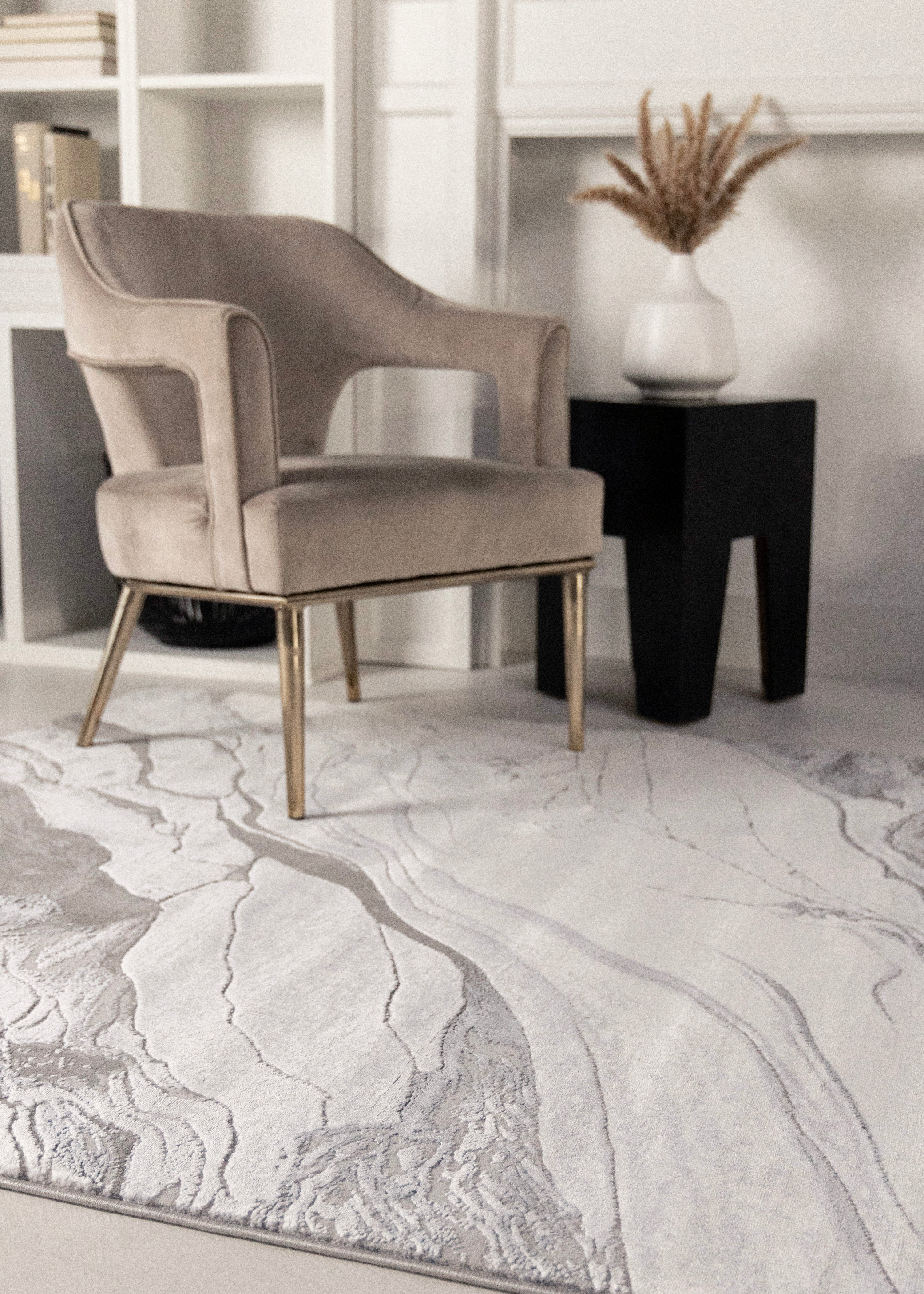 Emory Grey White Marble Design Rug