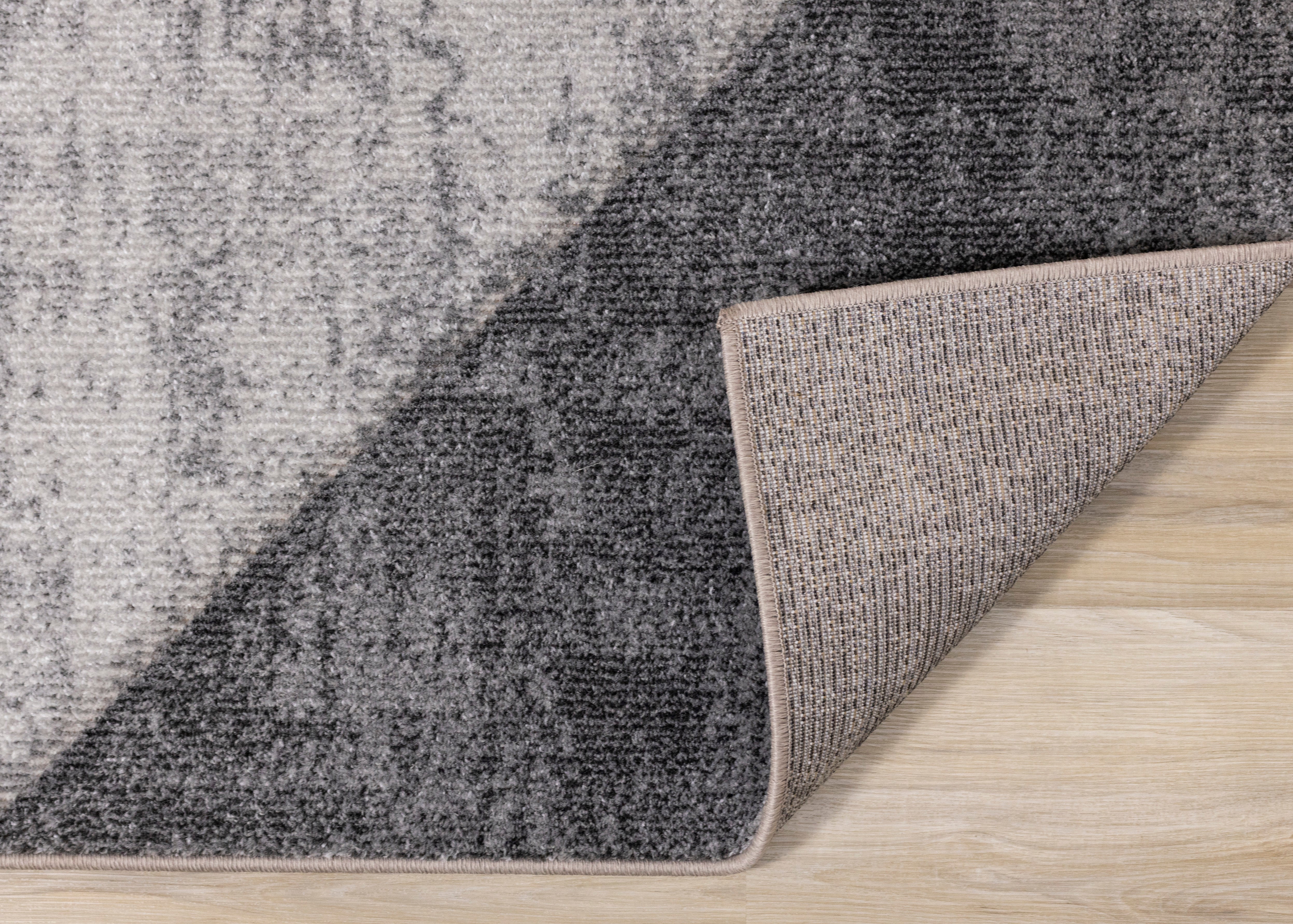 Folio Grey Beige Carved Triangular Pattern Rug